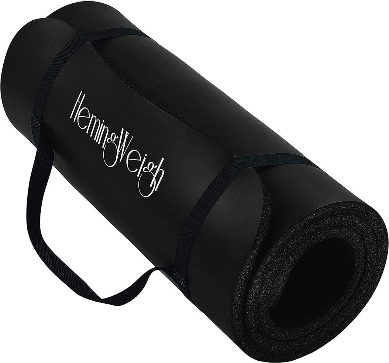Main image of HemingWeigh 1 Inch Extra Thick Non Slip Yoga Mat - Exercise Mats for Home Workouts, Black (70"L x 23"W)