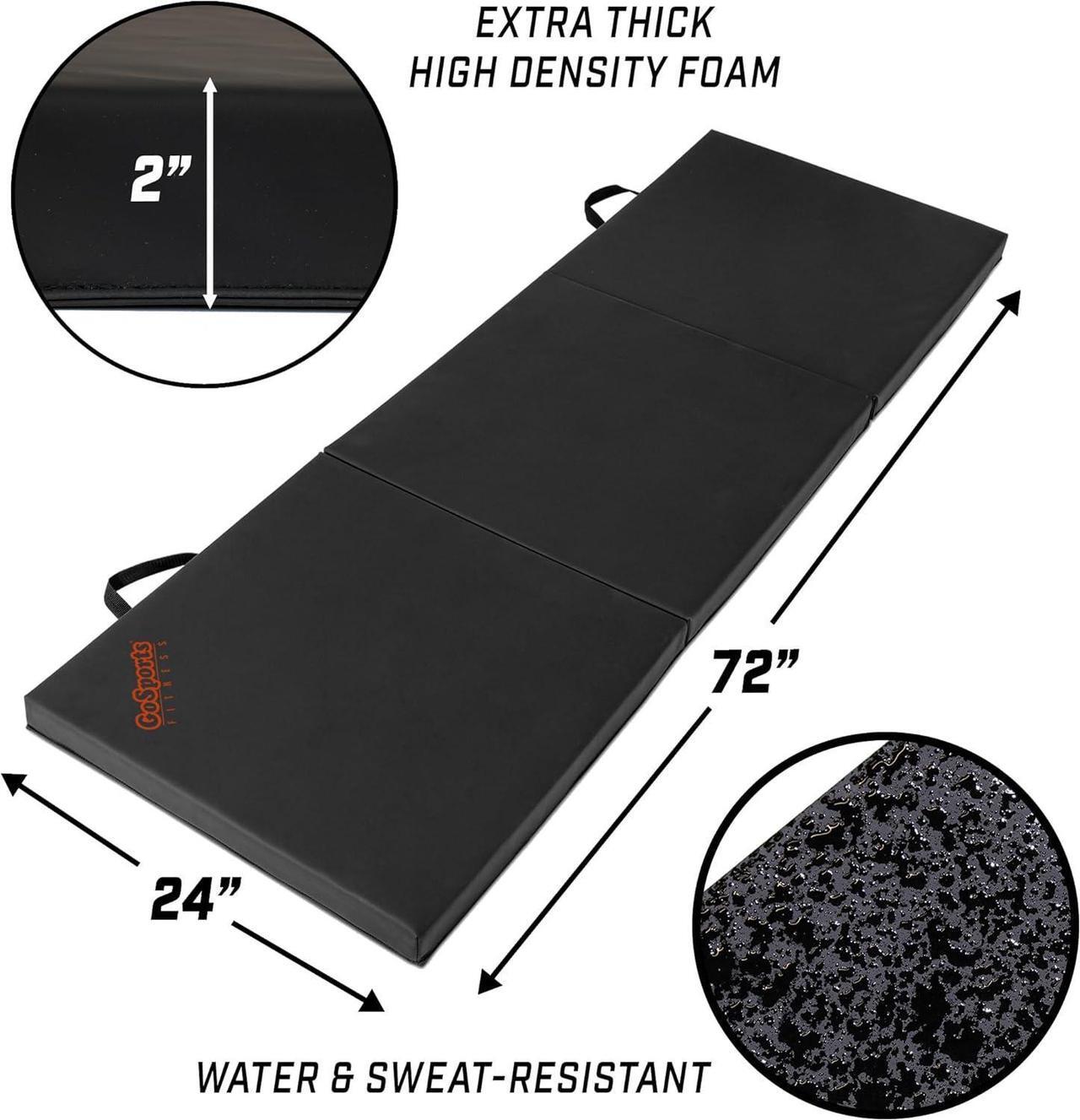 Alt view image 3 of 7 - GoSports 2 inch Thick 6 ft x 2 ft Tri-Fold Exercise Fitness Mat - Great For Workouts, Yoga, Stretching