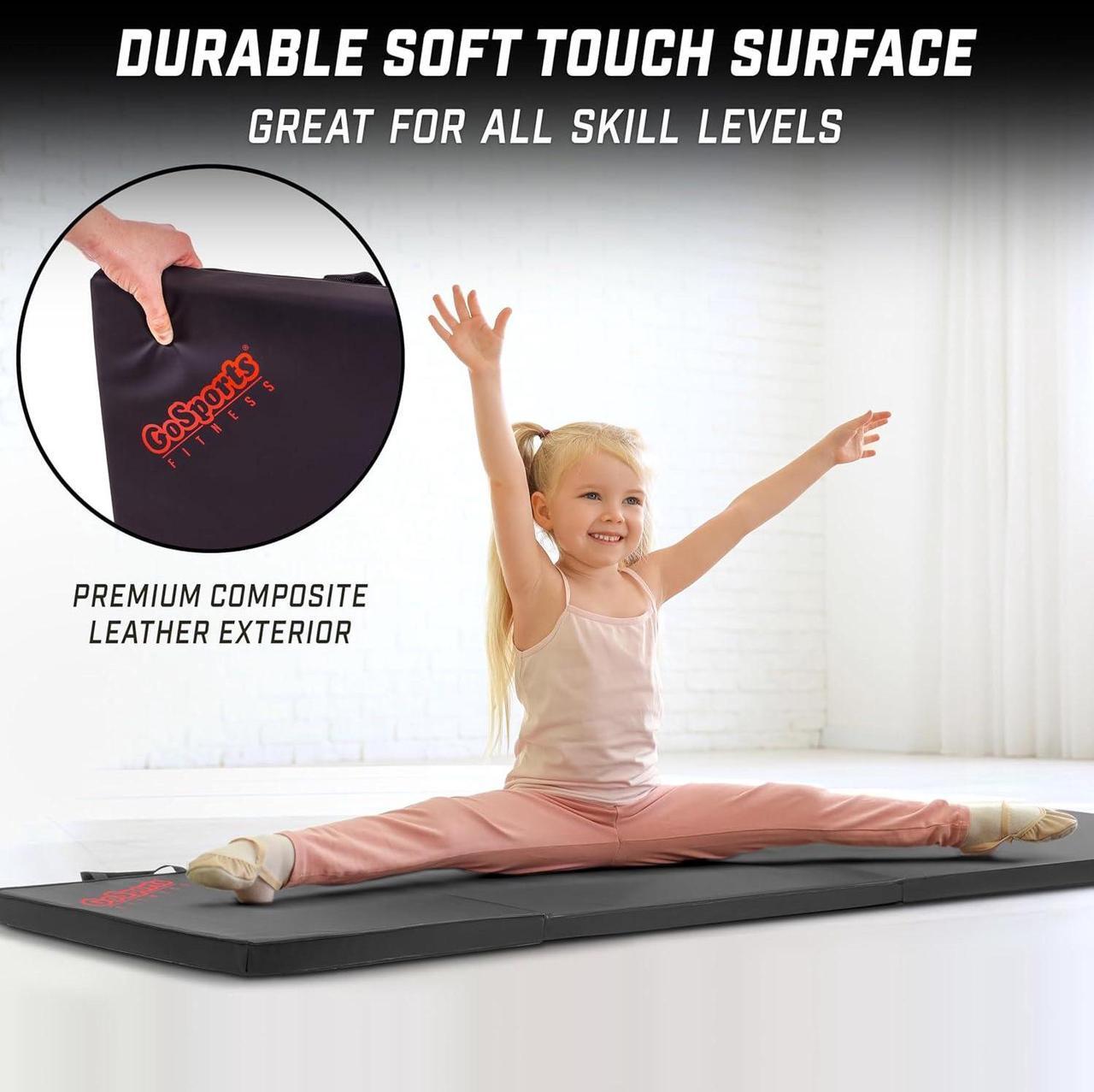 Alt view image 4 of 7 - GoSports 2 inch Thick 6 ft x 2 ft Tri-Fold Exercise Fitness Mat - Great For Workouts, Yoga, Stretching
