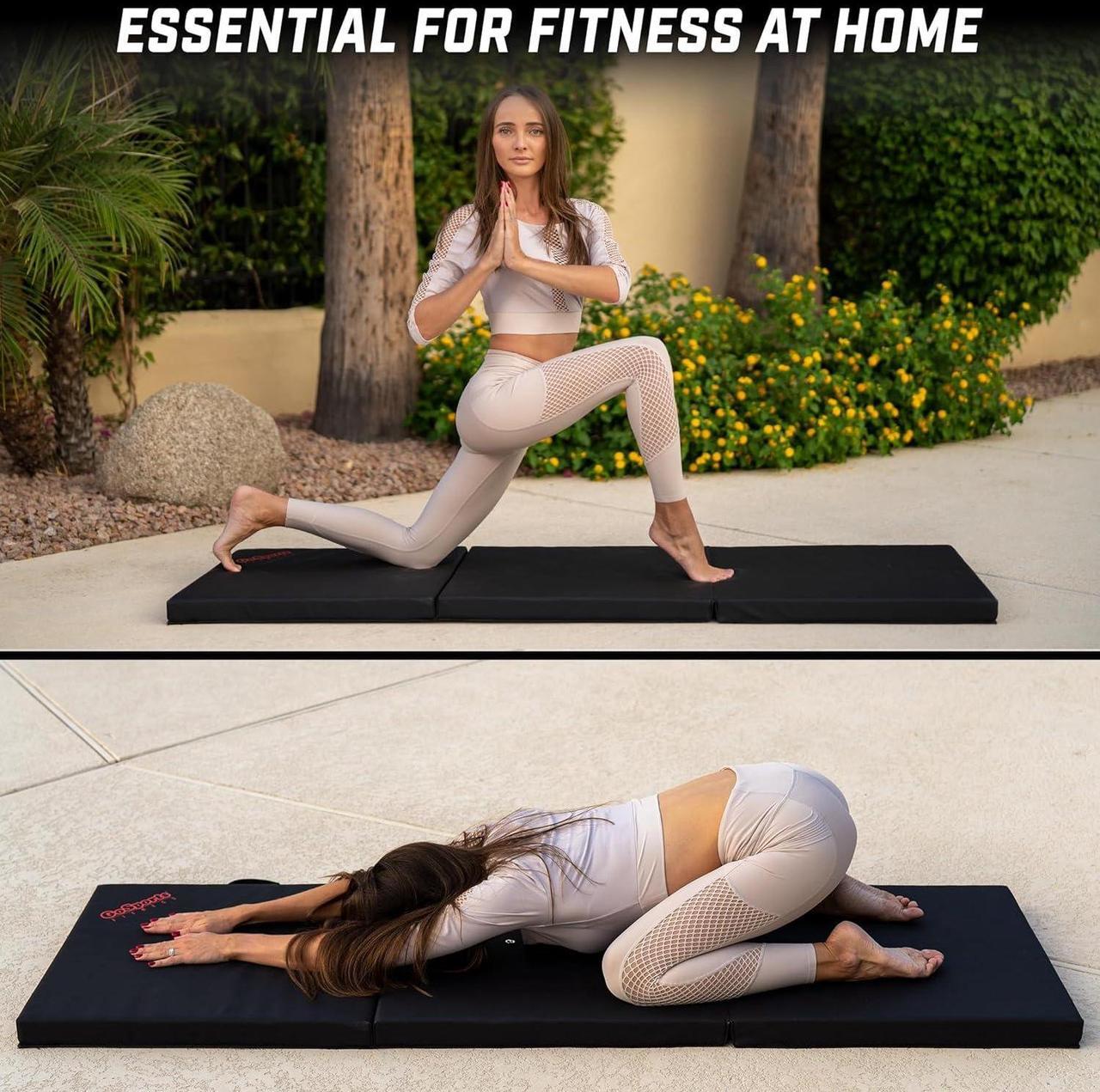 Alt view image 6 of 7 - GoSports 2 inch Thick 6 ft x 2 ft Tri-Fold Exercise Fitness Mat - Great For Workouts, Yoga, Stretching