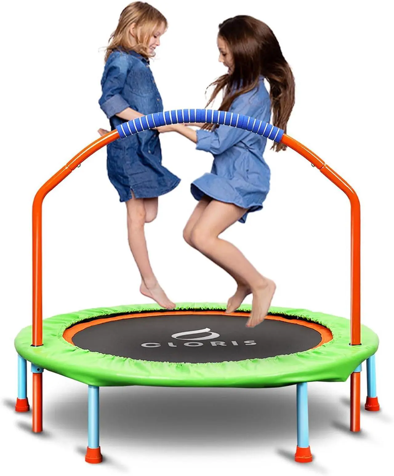 Main image of CLORIS 38in/48in Folding Trampoline Mini Rebounder Fitness Trampoline with Adjustable Foam Handle for Kids/Adult, with safty Padded Cover Best Gift for Kids/Adult