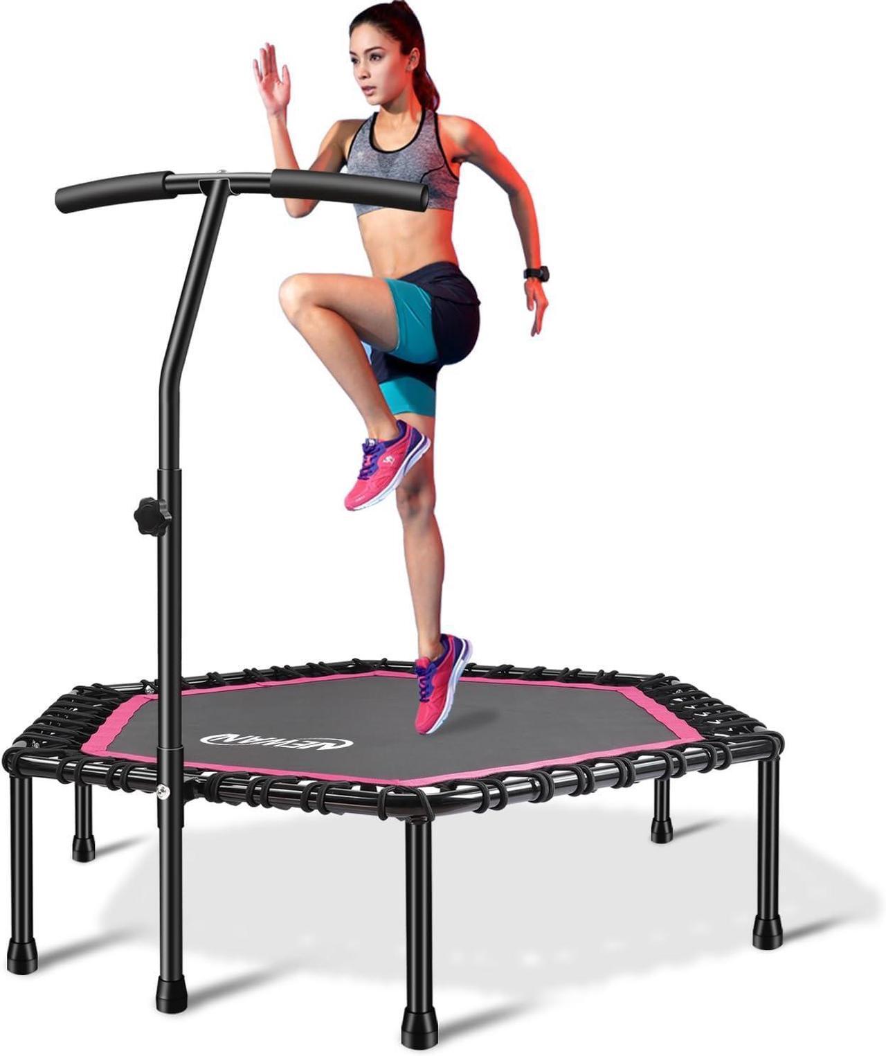 Main image of Newan 48'' Fitness Trampoline with Adjustable Handle Bar, Silent Trampoline Bungee Rebounder Jumping Cardio Trainer Workout for Adults - Max Limit 330 lbs