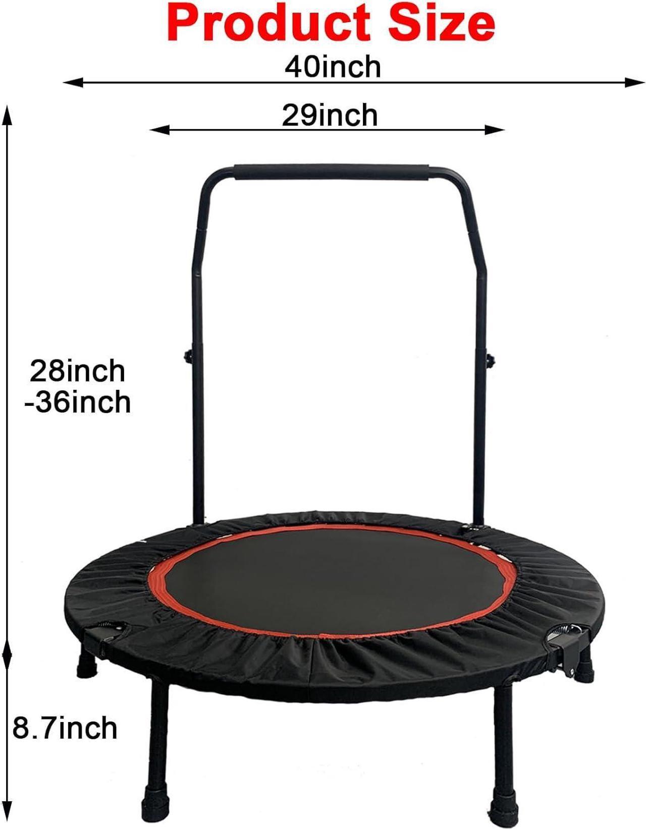 Alt view image 6 of 7 - 40" Foldable Trampoline, 660LBS Fitnes Trampoline, Indoor/Outdoor Jumping Workouts,