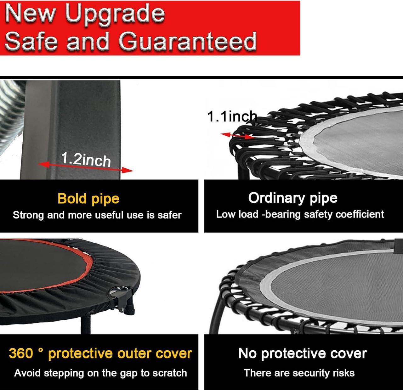 Alt view image 7 of 7 - 40" Foldable Trampoline, 660LBS Fitnes Trampoline, Indoor/Outdoor Jumping Workouts,