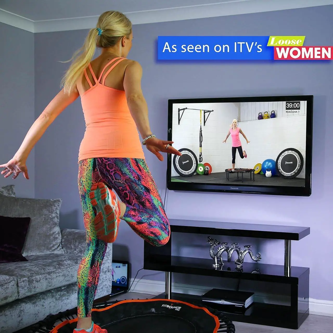 Alt view image 7 of 7 - FIT Bounce PRO USA Bungee Rebounder | Assembled | Half Folding | Silent & Beautifully Designed Pro Indoor Mini Trampoline for Adults & Kids | DVD & Online Workouts,Storage Bag & Bounce Counter