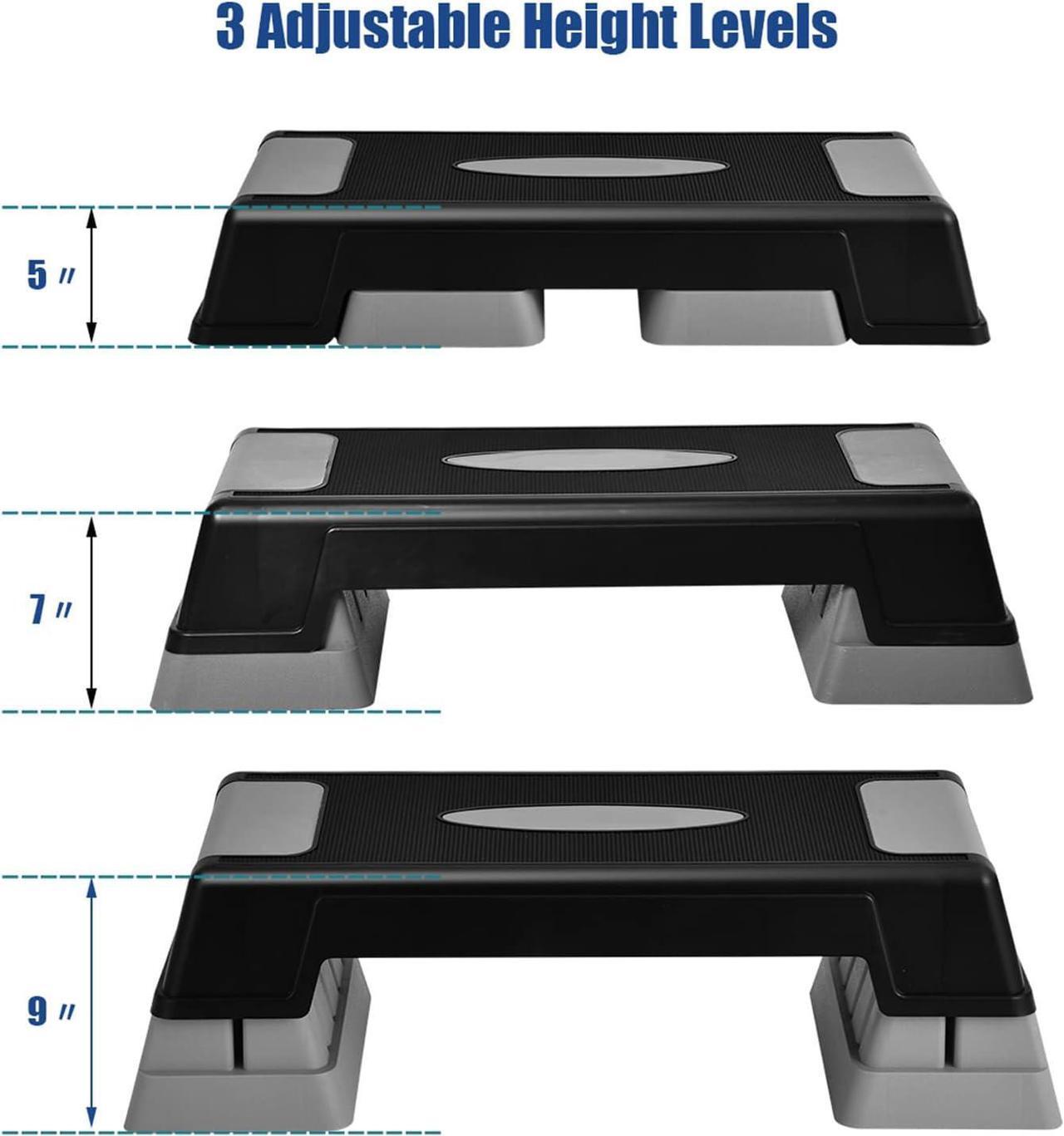 Alt view image 4 of 7 - Aerobic Step Platform for Exercise w/Risers, Workout Step Height Adjustable 5"-7"-9", Fitness Step 450lbs Capacity, Non-slip Exercise Step Deck for Home/Gym