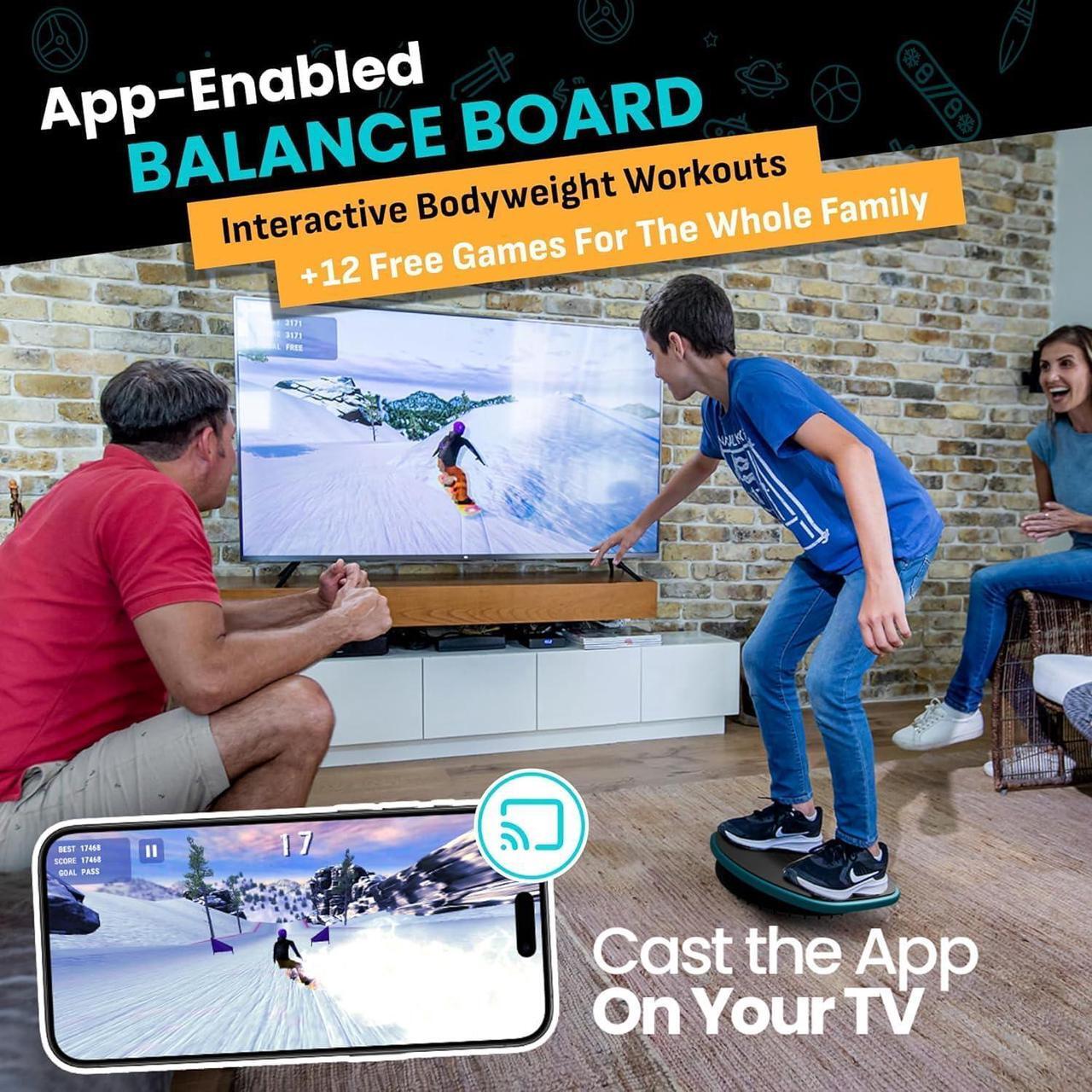 Alt view image 2 of 7 - GoBalance Board - App-Enabled Balance Board. Smart Bluetooth Sensor, 12 FREE Interactive Games - Fun, Balance Training and Home Gym Workout! Boost Coordination & Strength for Teens and Adults