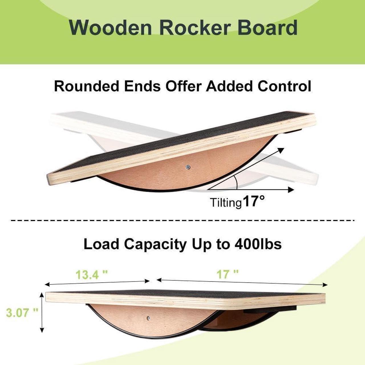 Alt view image 2 of 6 - Rocker Balance Board for Core Strength & Stability, Non-Slip Wobble Board with Portable Design, Multifunctional Fitness Equipment for Home/Gym/Office, Therapy & Coordination Training