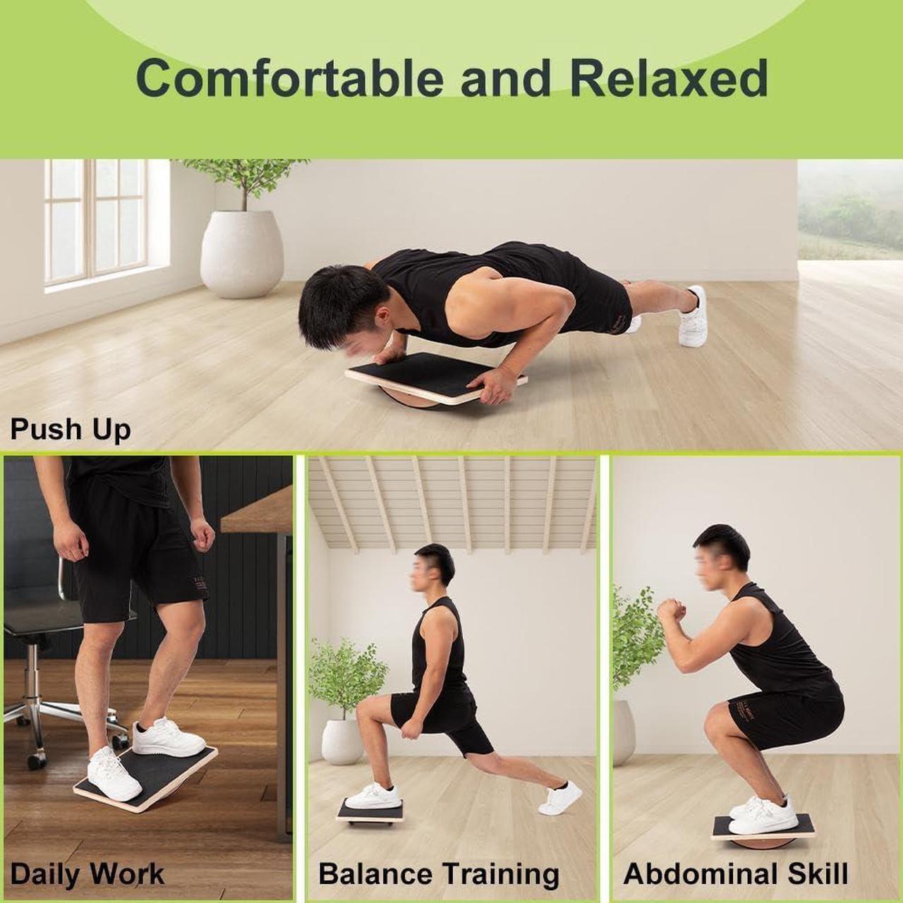 Alt view image 4 of 6 - Rocker Balance Board for Core Strength & Stability, Non-Slip Wobble Board with Portable Design, Multifunctional Fitness Equipment for Home/Gym/Office, Therapy & Coordination Training
