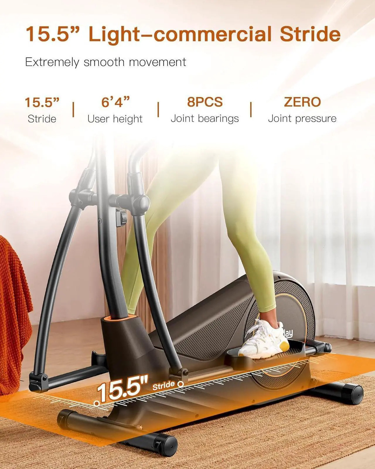 Alt view image 2 of 7 - Niceday Elliptical Machine, Elliptical Exercise Machine for Home with Hyper-Quiet Magnetic Driving System, Elliptical Trainer with 15.5IN-18IN Stride, 16 Resistance Levels, 400LBS Loading Capacity