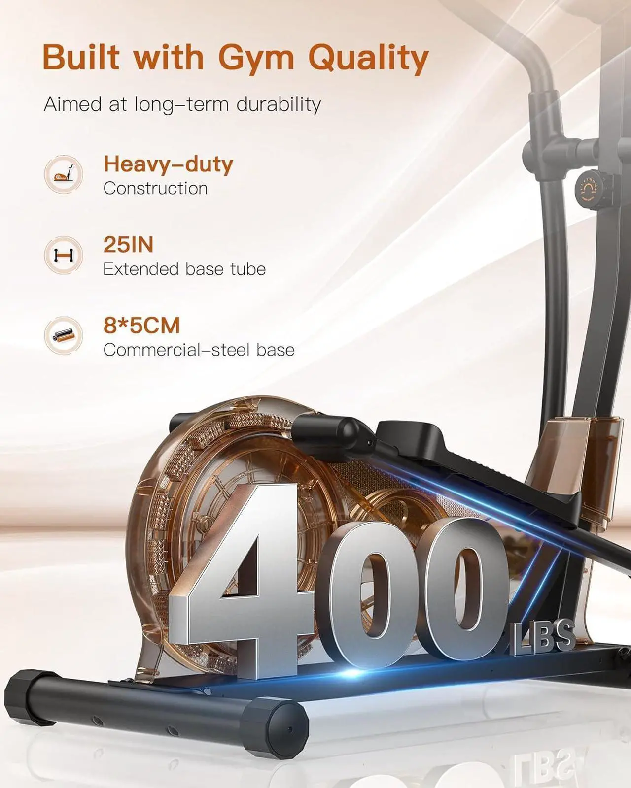Alt view image 4 of 7 - Niceday Elliptical Machine, Elliptical Exercise Machine for Home with Hyper-Quiet Magnetic Driving System, Elliptical Trainer with 15.5IN-18IN Stride, 16 Resistance Levels, 400LBS Loading Capacity