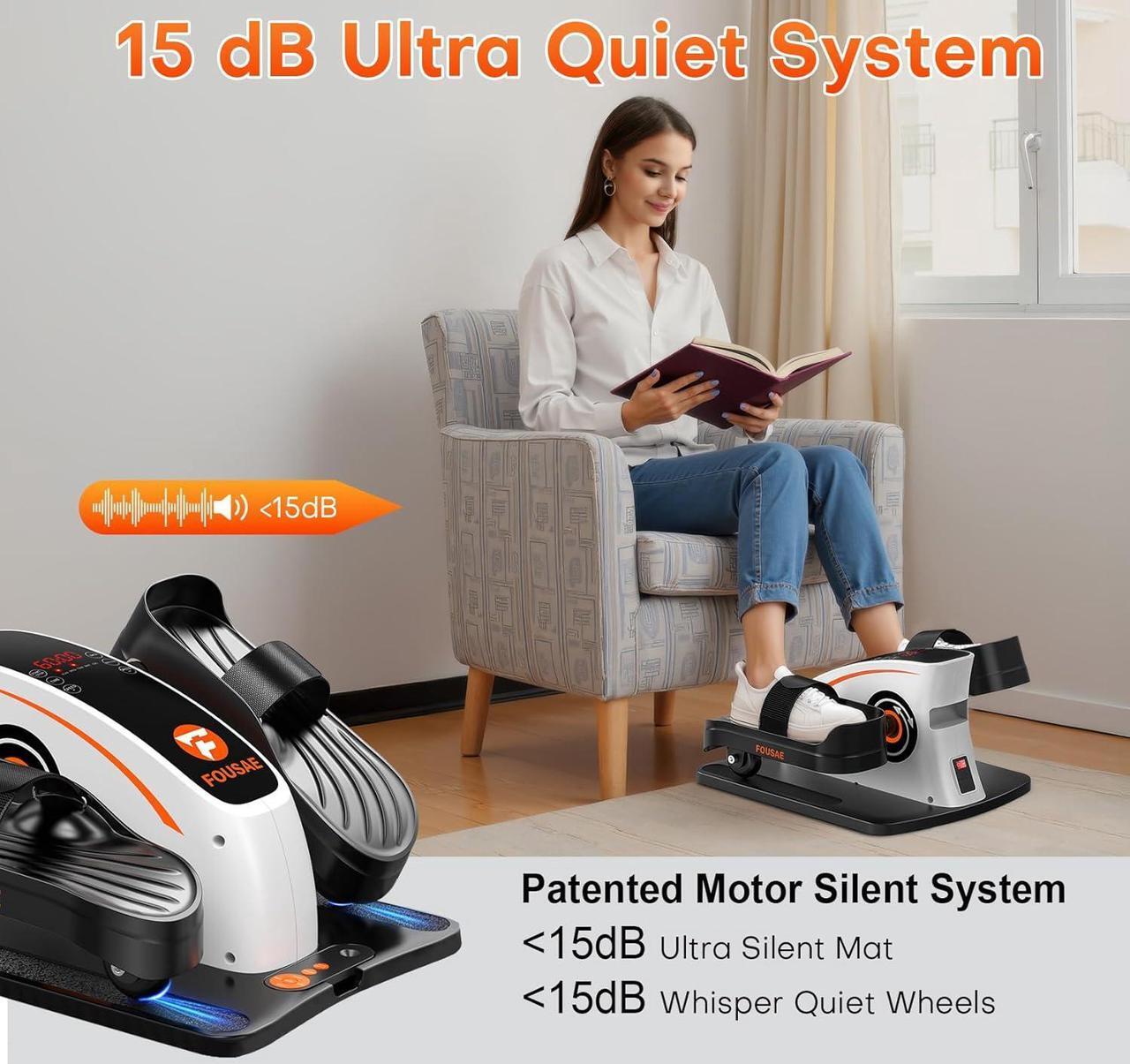 Alt view image 4 of 7 - Under Desk Elliptical Exercise Machine, Ellipse Leg Exerciser As Seen On TV with 15 Adjustable Speeds, Fully Assembled Pedal Exerciser for Seniors with Display Monitor & Remote Control