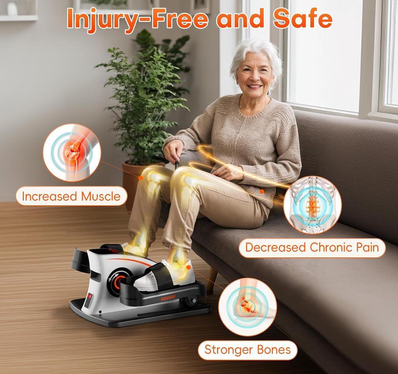 Alt view image 5 of 7 - Under Desk Elliptical Exercise Machine, Ellipse Leg Exerciser As Seen On TV with 15 Adjustable Speeds, Fully Assembled Pedal Exerciser for Seniors with Display Monitor & Remote Control