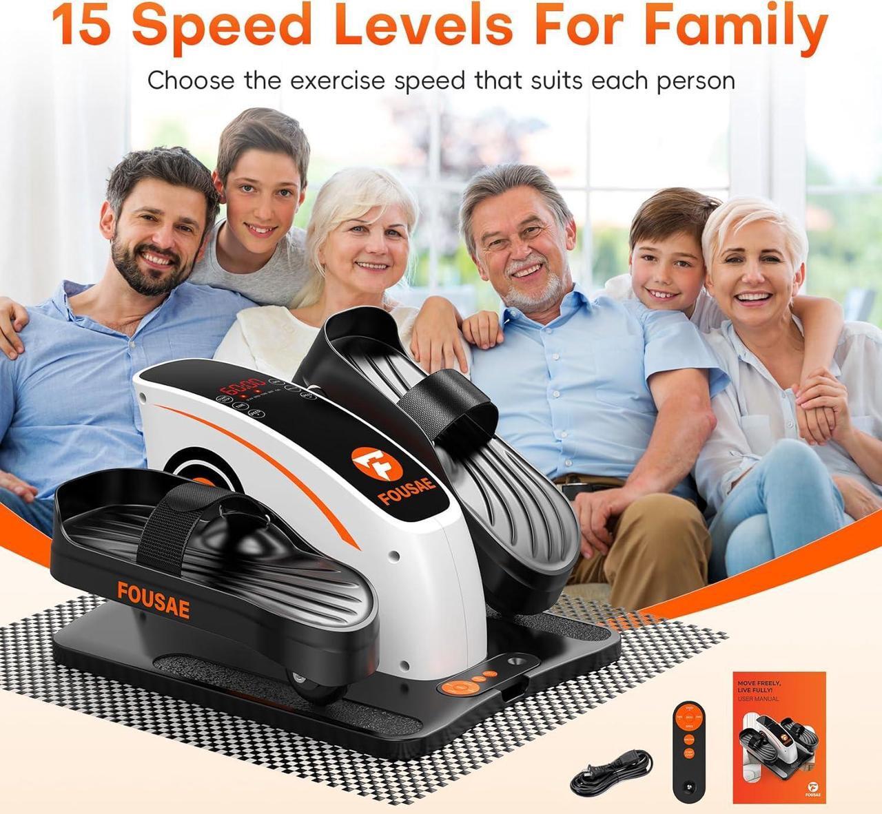 Alt view image 6 of 7 - Under Desk Elliptical Exercise Machine, Ellipse Leg Exerciser As Seen On TV with 15 Adjustable Speeds, Fully Assembled Pedal Exerciser for Seniors with Display Monitor & Remote Control