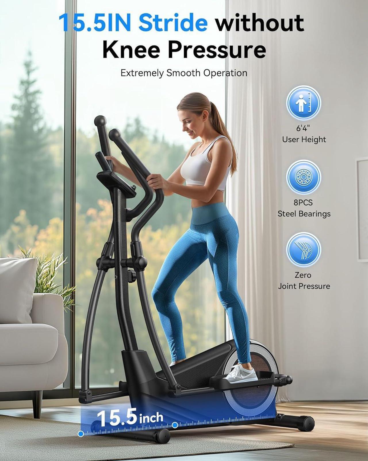 Alt view image 2 of 7 - Niceday Elliptical Exercise Machine, Elliptical Machine for Home, Magnetic Elliptical Trainer with 15.5IN-19IN Stride, 16 Resistance Levels, 400LBS Loading Capacity, Support Kinomap APP