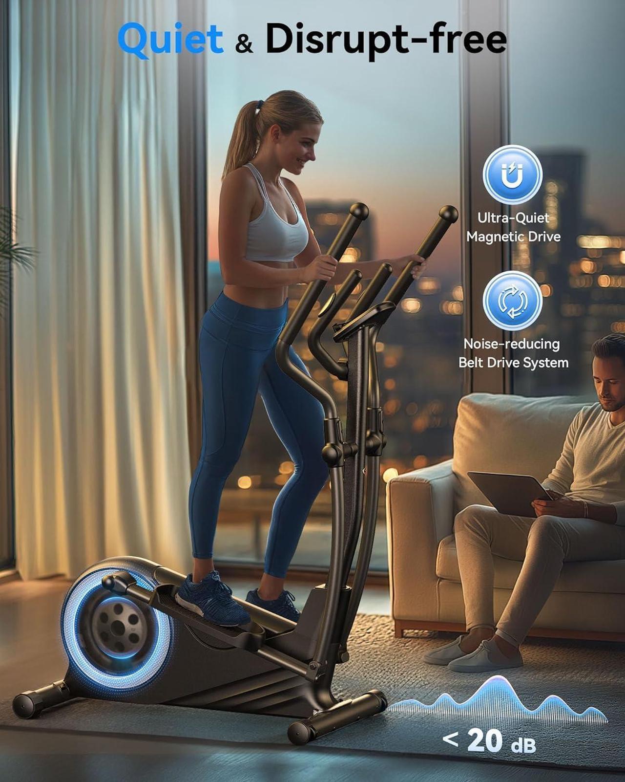 Alt view image 3 of 7 - Niceday Elliptical Exercise Machine, Elliptical Machine for Home, Magnetic Elliptical Trainer with 15.5IN-19IN Stride, 16 Resistance Levels, 400LBS Loading Capacity, Support Kinomap APP