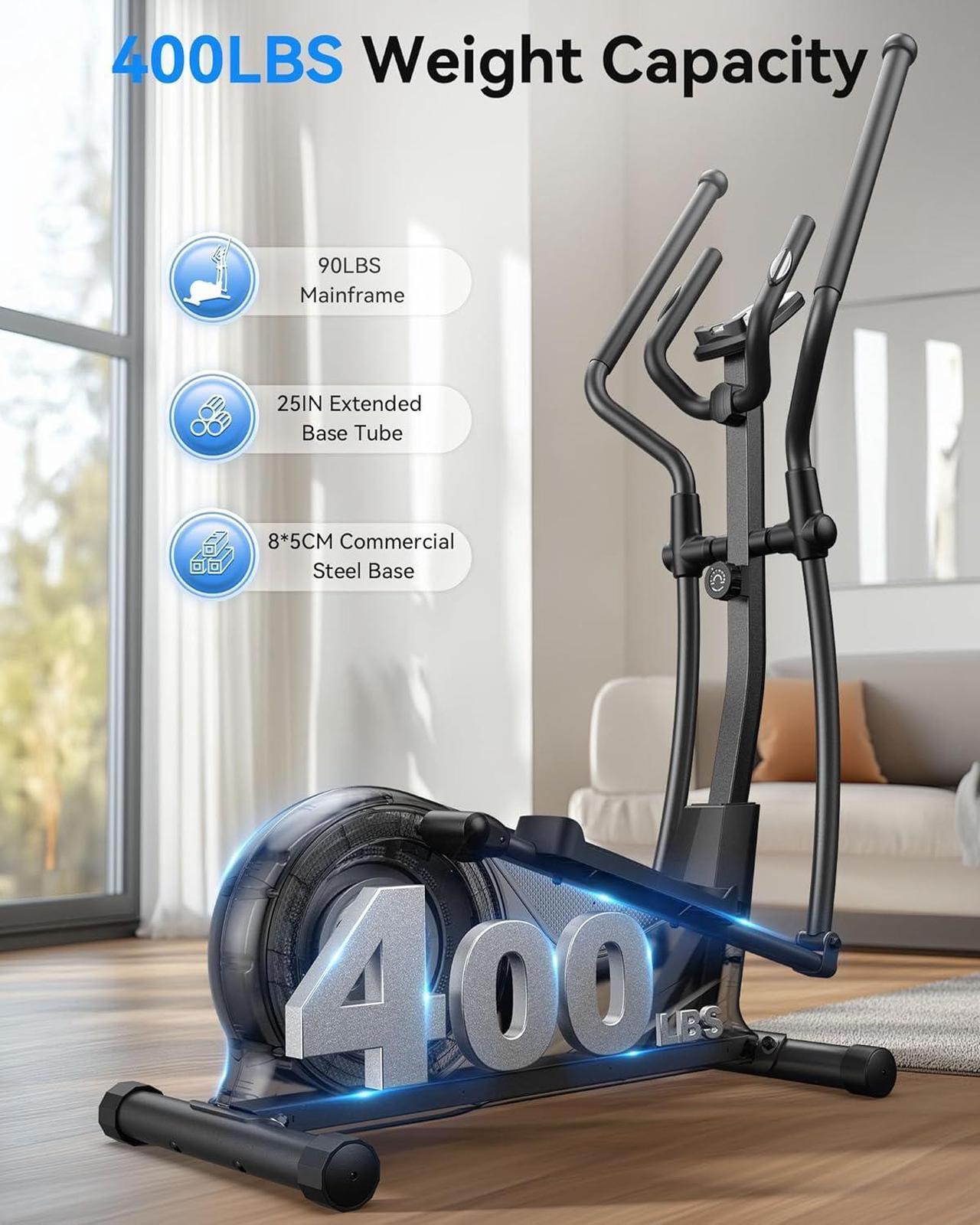 Alt view image 4 of 7 - Niceday Elliptical Exercise Machine, Elliptical Machine for Home, Magnetic Elliptical Trainer with 15.5IN-19IN Stride, 16 Resistance Levels, 400LBS Loading Capacity, Support Kinomap APP