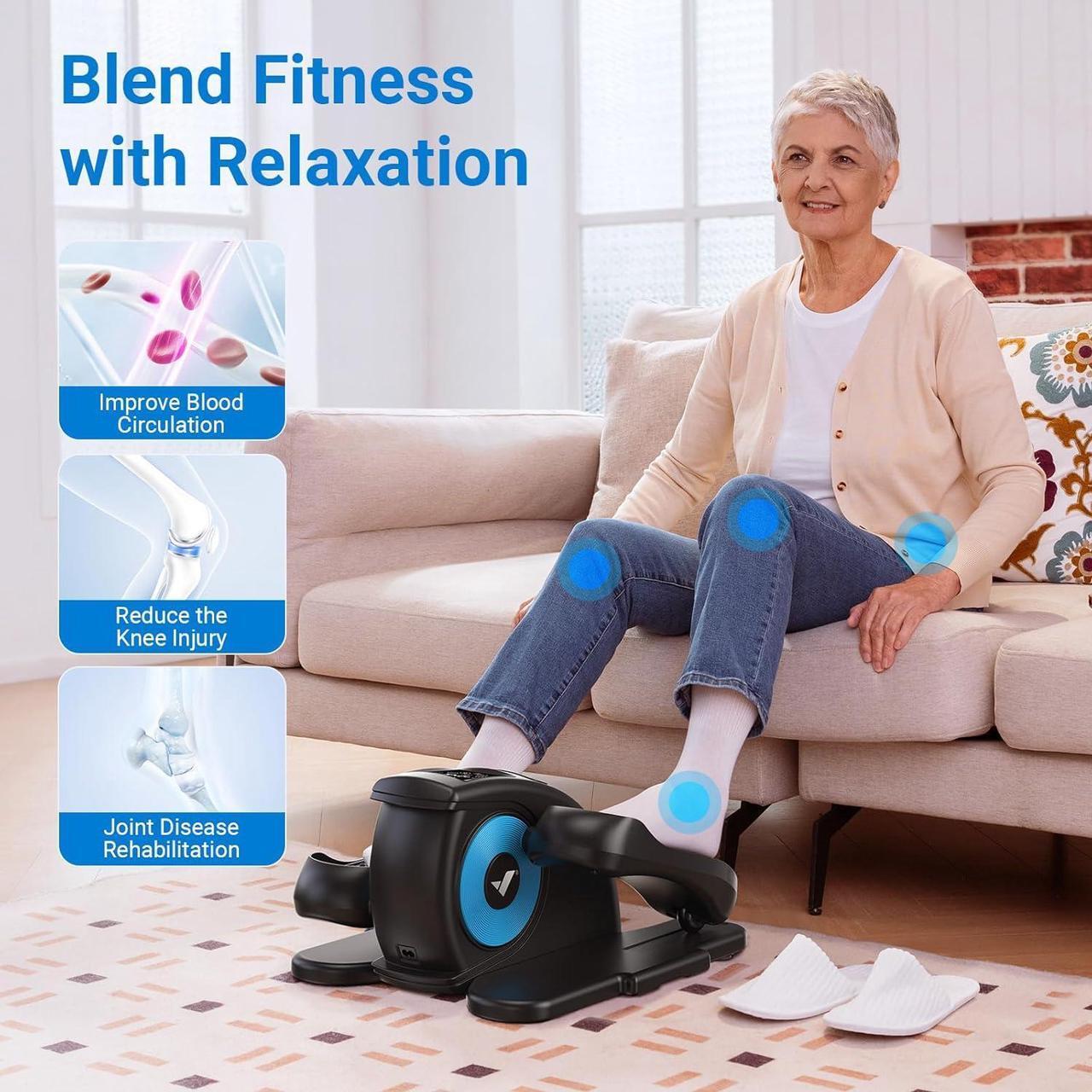 Alt view image 4 of 7 - MERACH Under Desk Elliptical Machine, Ellipse Leg Exerciser As Seen On TV for Seniors Adults Fully Assembled, Elliptical Exercise Machine Portable&Quiet Electric Pedal with Remote Control&12 Auto mode