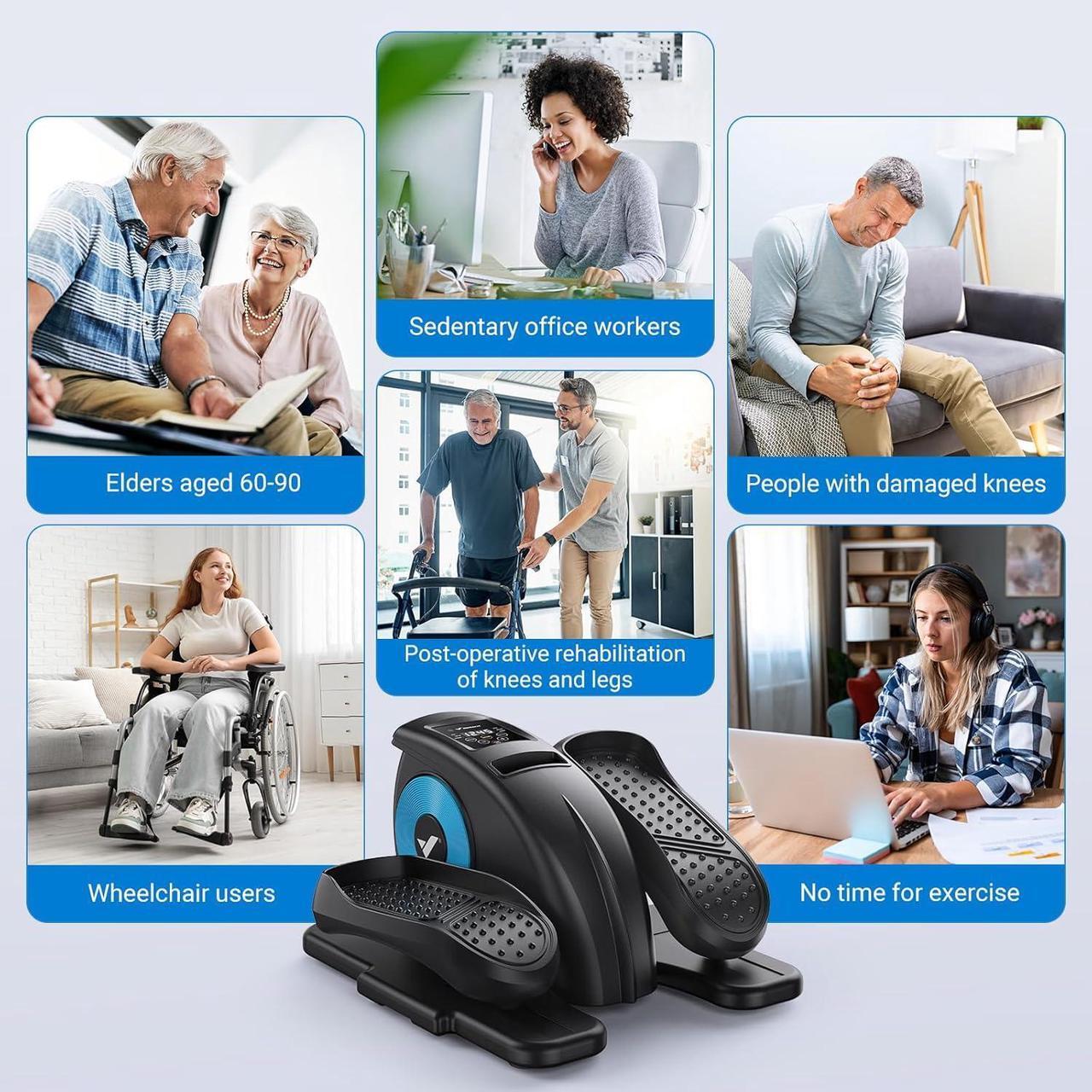 Alt view image 6 of 7 - MERACH Under Desk Elliptical Machine, Ellipse Leg Exerciser As Seen On TV for Seniors Adults Fully Assembled, Elliptical Exercise Machine Portable&Quiet Electric Pedal with Remote Control&12 Auto mode