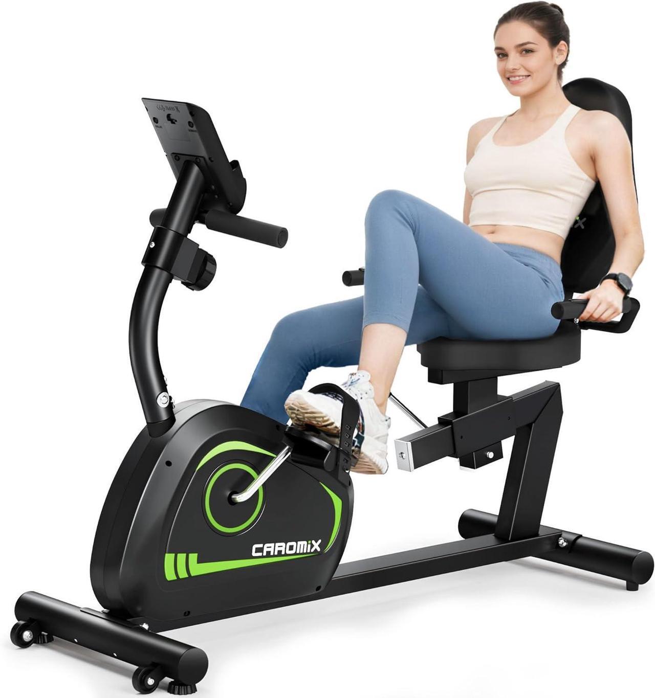 Main image of Caromix Recumbent Exercise Bike for Adults Seniors, Stationary Bike for Home with Comfortable Seat and Heart Rate Handle, Magnetic Resistance Indoor Cycling Bike with 300LBS for Cardio Workout