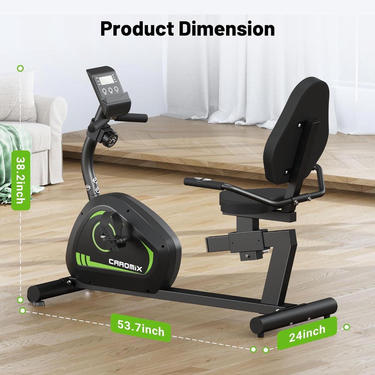 Alt view image 7 of 7 - Caromix Recumbent Exercise Bike for Adults Seniors, Stationary Bike for Home with Comfortable Seat and Heart Rate Handle, Magnetic Resistance Indoor Cycling Bike with 300LBS for Cardio Workout