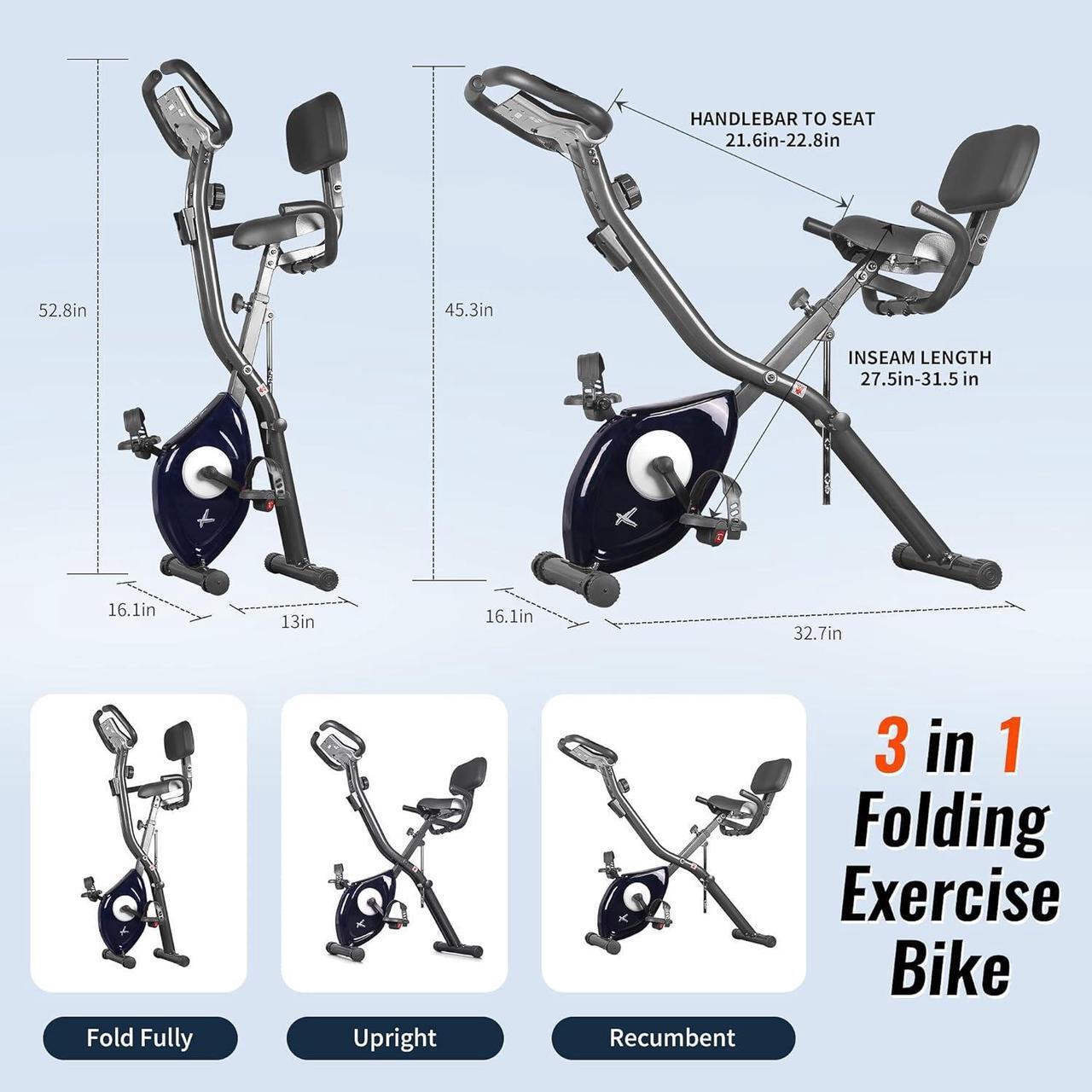 Alt view image 2 of 6 - leikefitness LEIKE X Bike Ultra-Quiet Folding Exercise Bike, Magnetic Upright Bicycle with Heart Rate,LCD Monitor and easy to assemble