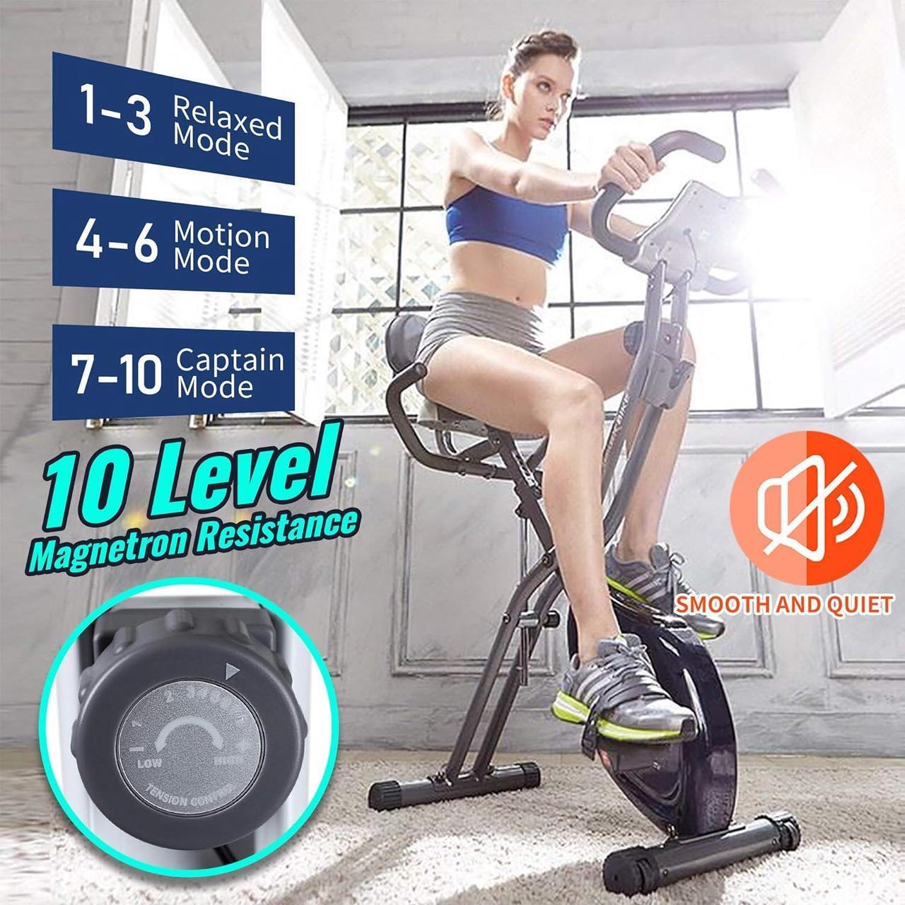 Alt view image 3 of 6 - leikefitness LEIKE X Bike Ultra-Quiet Folding Exercise Bike, Magnetic Upright Bicycle with Heart Rate,LCD Monitor and easy to assemble