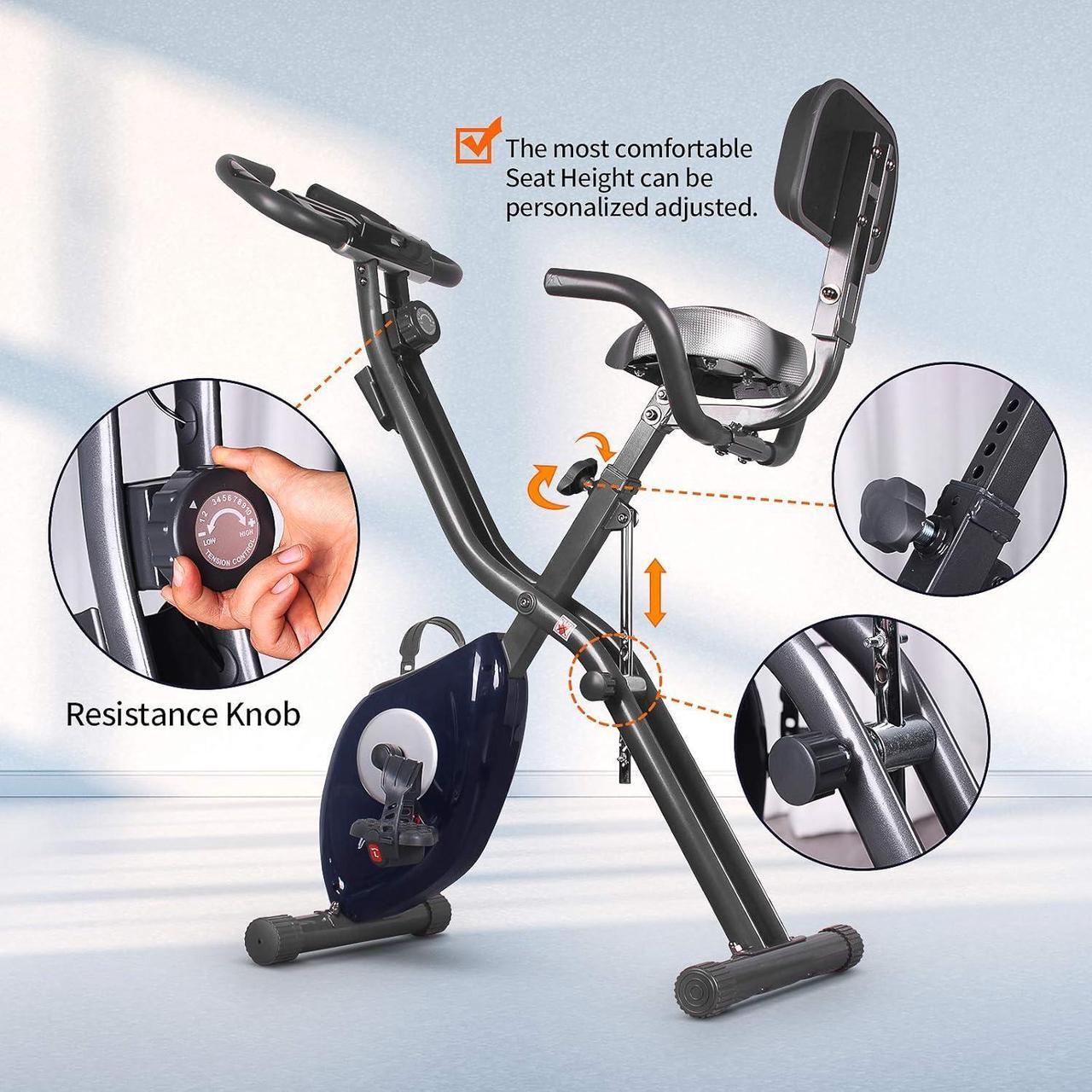 Alt view image 4 of 6 - leikefitness LEIKE X Bike Ultra-Quiet Folding Exercise Bike, Magnetic Upright Bicycle with Heart Rate,LCD Monitor and easy to assemble