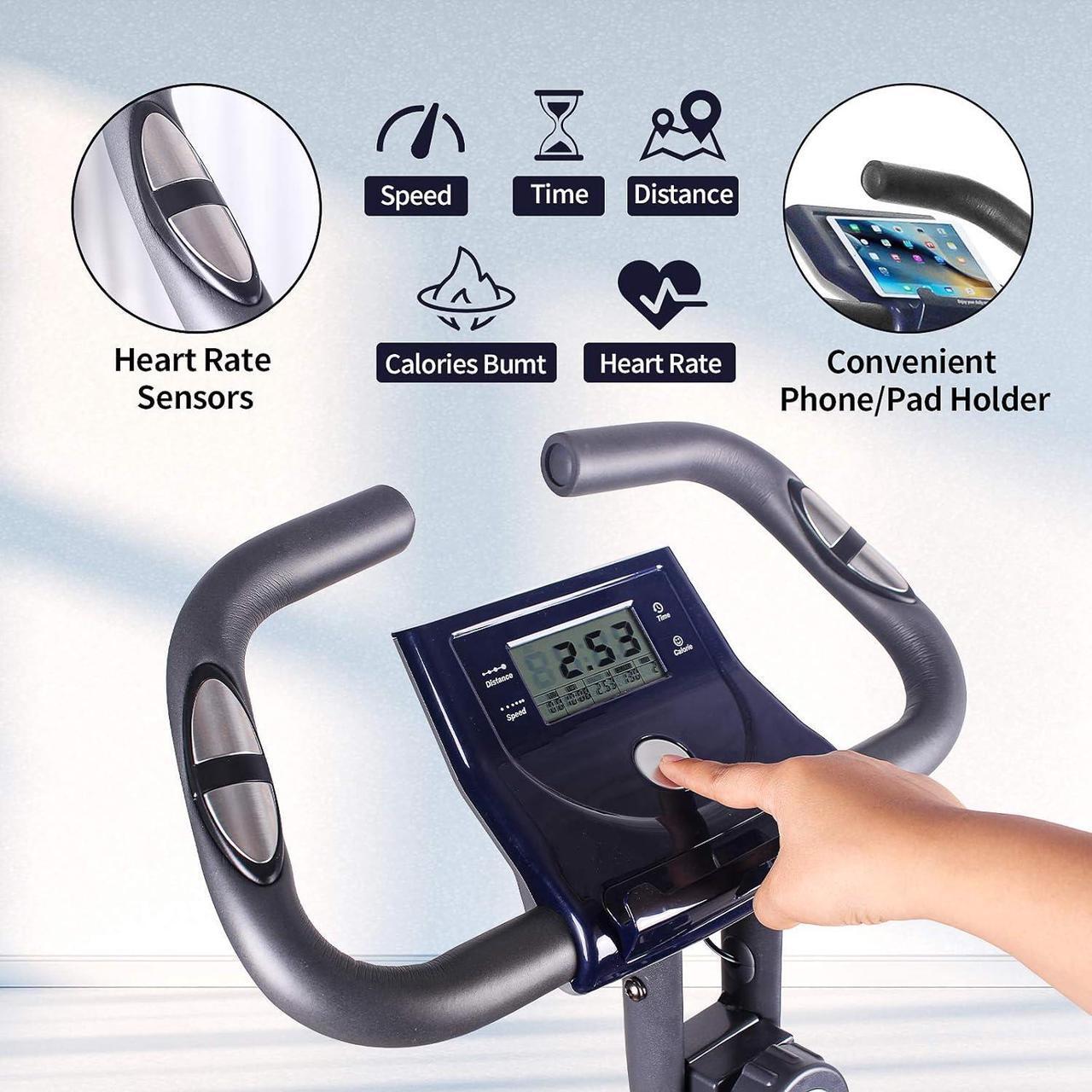 Alt view image 6 of 6 - leikefitness LEIKE X Bike Ultra-Quiet Folding Exercise Bike, Magnetic Upright Bicycle with Heart Rate,LCD Monitor and easy to assemble