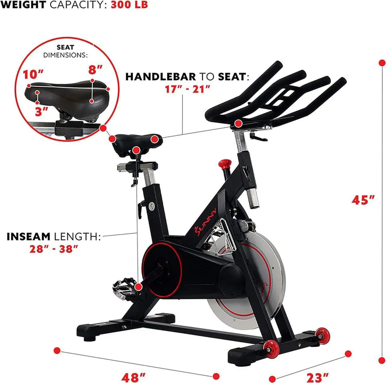 Alt view image 5 of 7 - Sunny Health & Fitness Magnetic Belt Drive Indoor Cycling Bike With Optional SunnyFit® App Connectivity