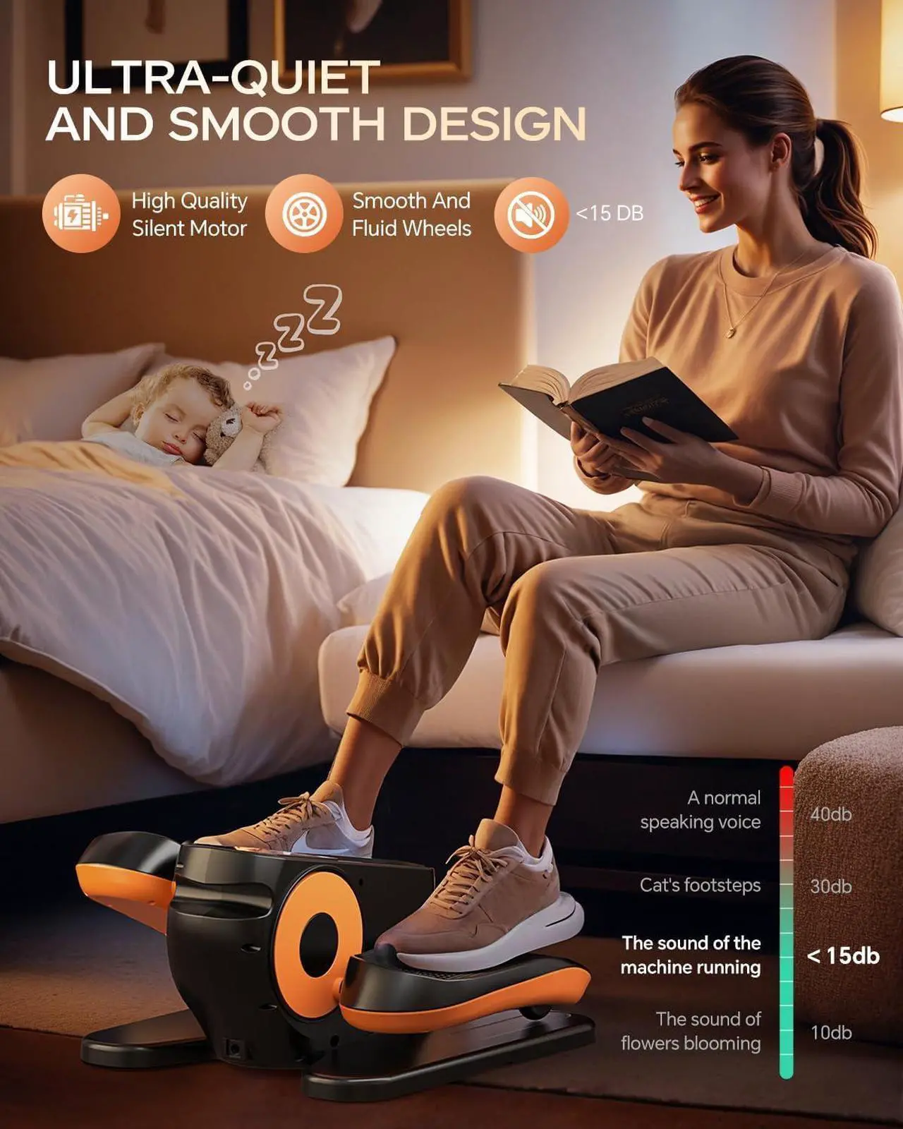 Alt view image 6 of 7 - Under Desk Elliptical Machine, Ellipse Leg Exerciser as Seen on Tv for Seniors Adults with 12 Adjustable Speed, Quiet & Portable Seated Pedal Exerciser with Remote Control & Non-Slip Foot Straps