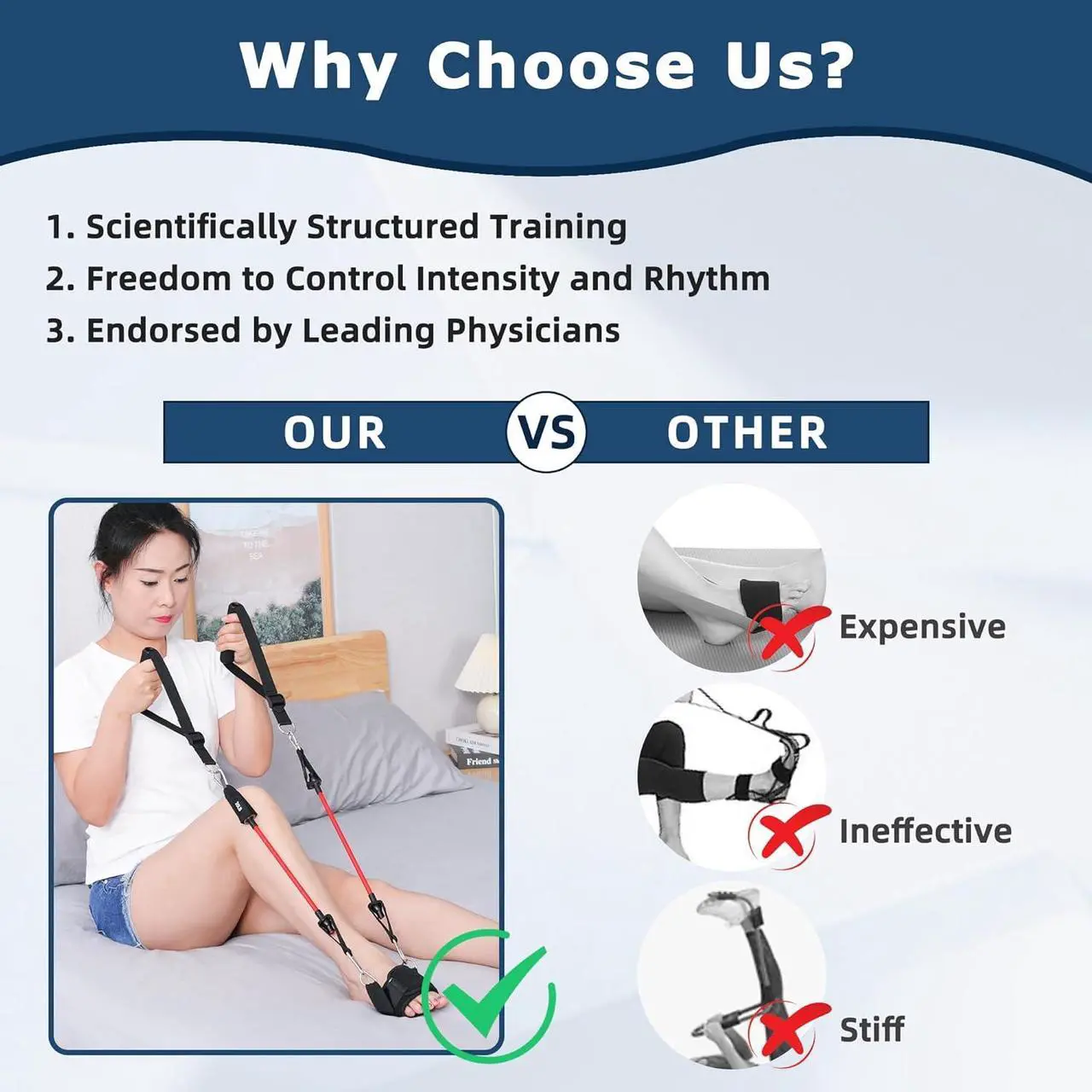 Alt view image 5 of 6 - JFMkaer Knee Replacement Recovery Aids, Hip/Knee Rehabilitation Equipment After Knee Surgery - Leg Stretcher Exercise Improve Mobility and Flexibility for Knee Pain