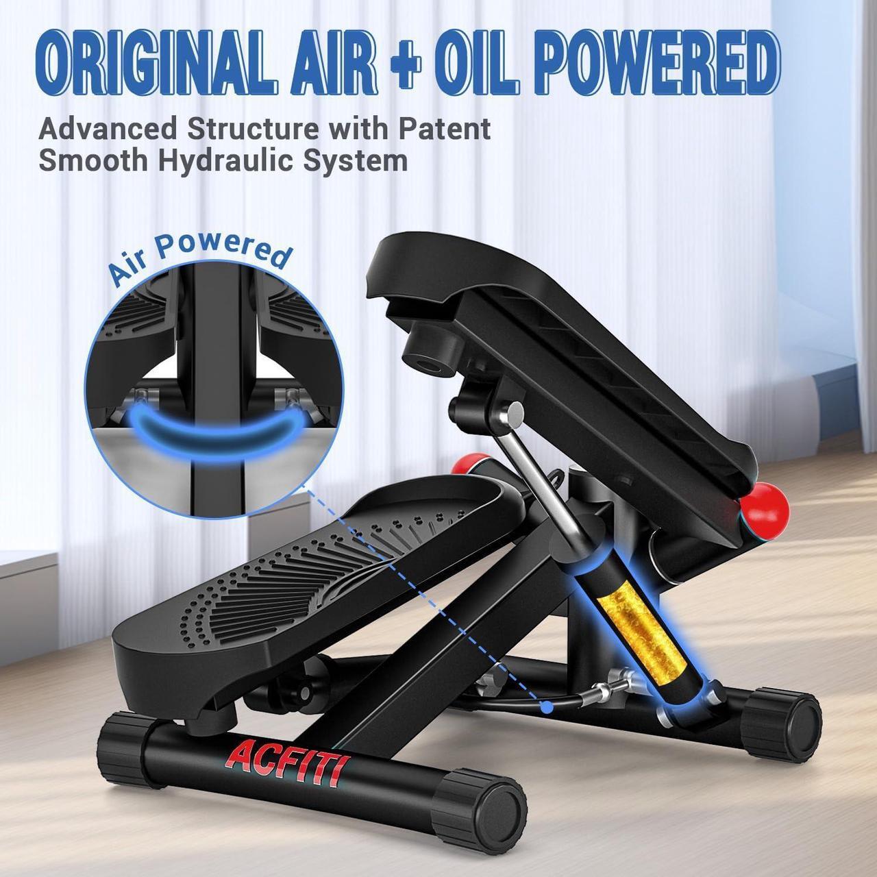 Alt view image 5 of 7 - Steppers for Exercise at Home, Stair Stepper with Resistance Bands, Upgraded Air-Powered Mini Stepper with 350lbs Loading Capacity,Twist Stepper Portable Exercise Equipment for Full Body Workout
