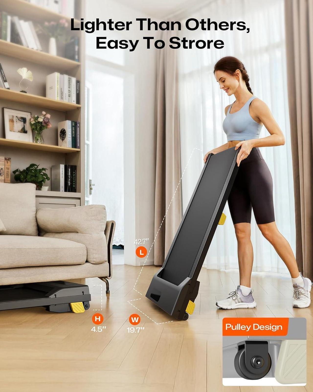 Alt view image 4 of 6 - Walking Pad, Under Desk Treadmill for Home Small, Portable Treadmill with Six-Point Shock Absorption, Quiet Walking Pad for Office