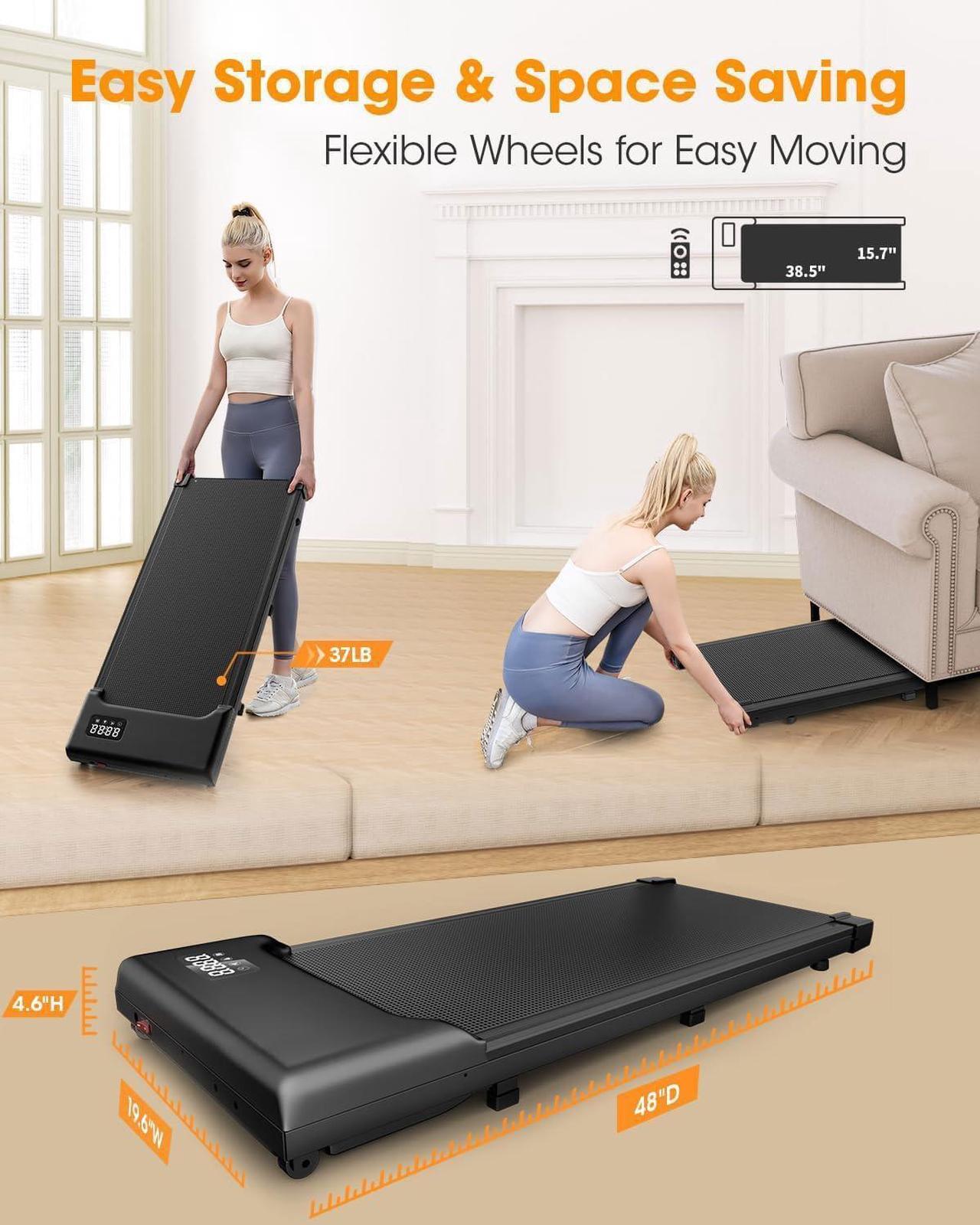 Alt view image 2 of 5 - THAILE Walking Pad Treadmill 300 lb Capacity, Small Walking Pad for Small Spaces, 3 in 1 Portable Treadmill for Home and Office with LED Display, 2.5 HP and Remote Control