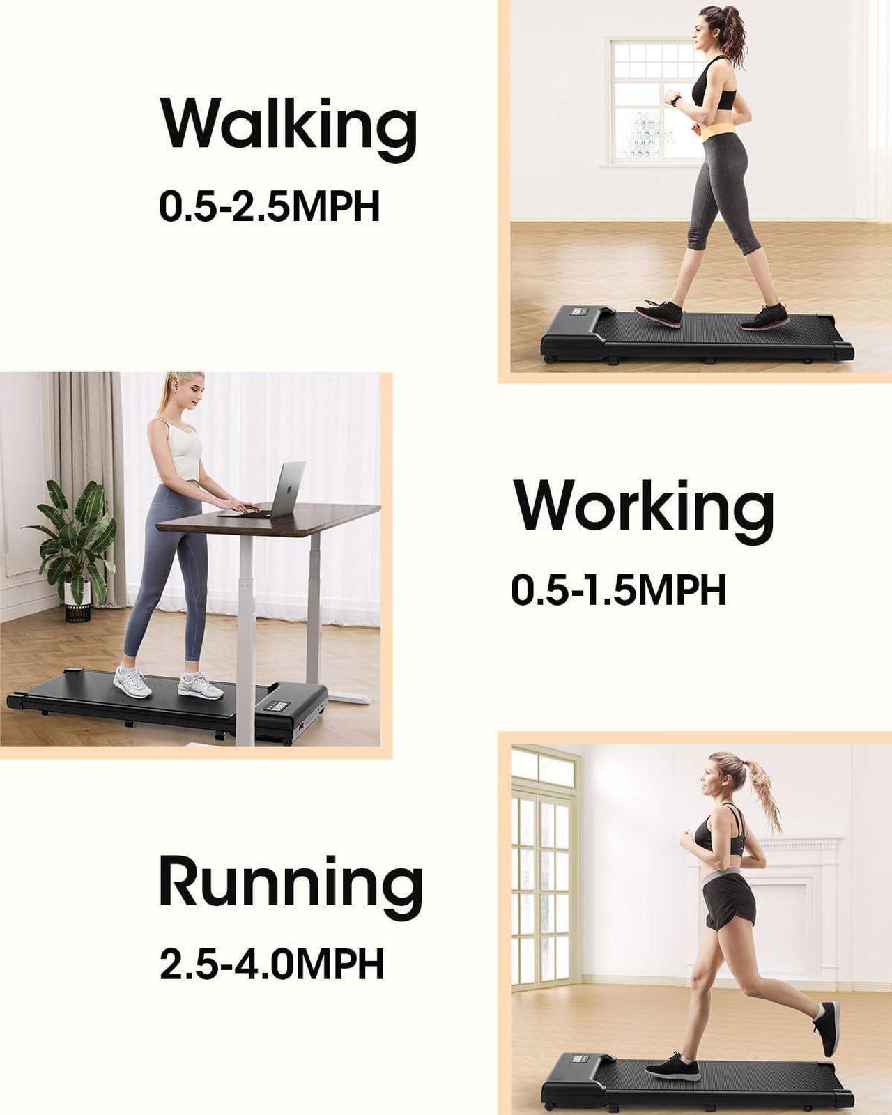 Alt view image 3 of 5 - THAILE Walking Pad Treadmill 300 lb Capacity, Small Walking Pad for Small Spaces, 3 in 1 Portable Treadmill for Home and Office with LED Display, 2.5 HP and Remote Control