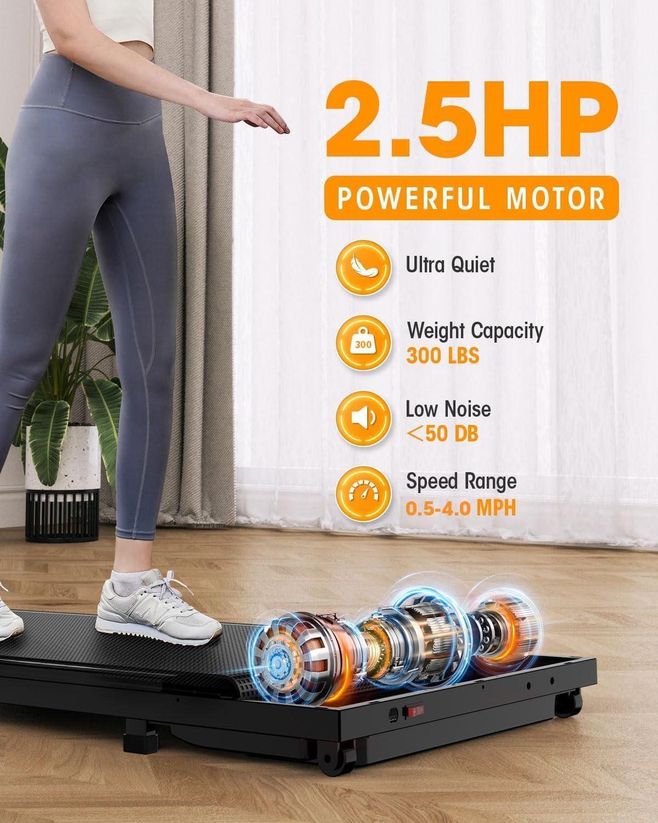 Alt view image 5 of 5 - THAILE Walking Pad Treadmill 300 lb Capacity, Small Walking Pad for Small Spaces, 3 in 1 Portable Treadmill for Home and Office with LED Display, 2.5 HP and Remote Control