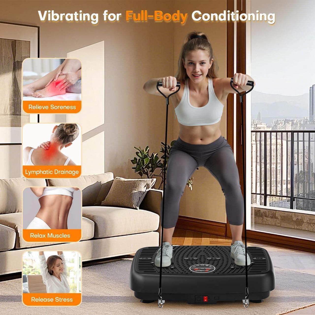 Alt view image 4 of 7 - Vibration Plate Exercise Machine, 2025 Upgraded Double Motors Vibration Plate for Lymphatic Drainage, EvoSpark 3D PRO Vibration Plates for Weight Loss,450 Lbs Capacity Vibrate Fitness Platform
