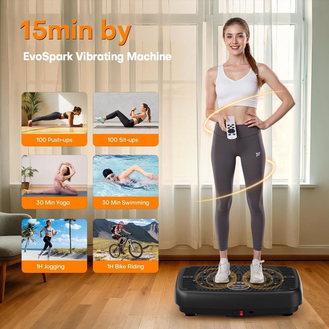 Alt view image 5 of 7 - Vibration Plate Exercise Machine, 2025 Upgraded Double Motors Vibration Plate for Lymphatic Drainage, EvoSpark 3D PRO Vibration Plates for Weight Loss,450 Lbs Capacity Vibrate Fitness Platform