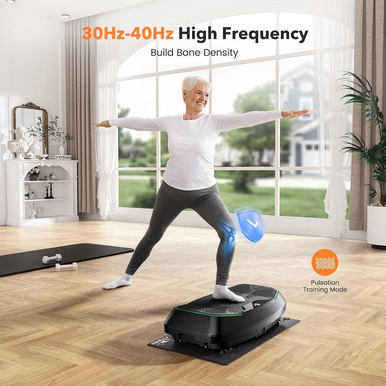 Alt view image 4 of 7 - FLYBIRD 4D Vibration Plate 500 LBS Capacity, Oscillation, Linear, Pulsation Vibration Plate Exercise Machine, Triple Motors Vibration Plate for Bone Density Building & Lymphatic Drainage
