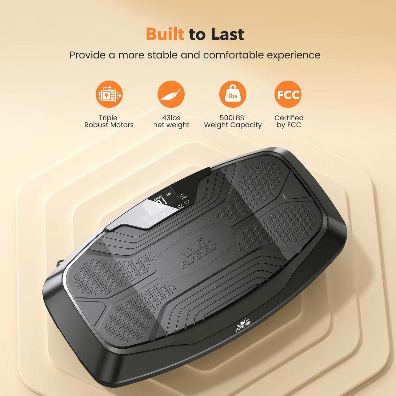 Alt view image 5 of 7 - FLYBIRD 4D Vibration Plate 500 LBS Capacity, Oscillation, Linear, Pulsation Vibration Plate Exercise Machine, Triple Motors Vibration Plate for Bone Density Building & Lymphatic Drainage