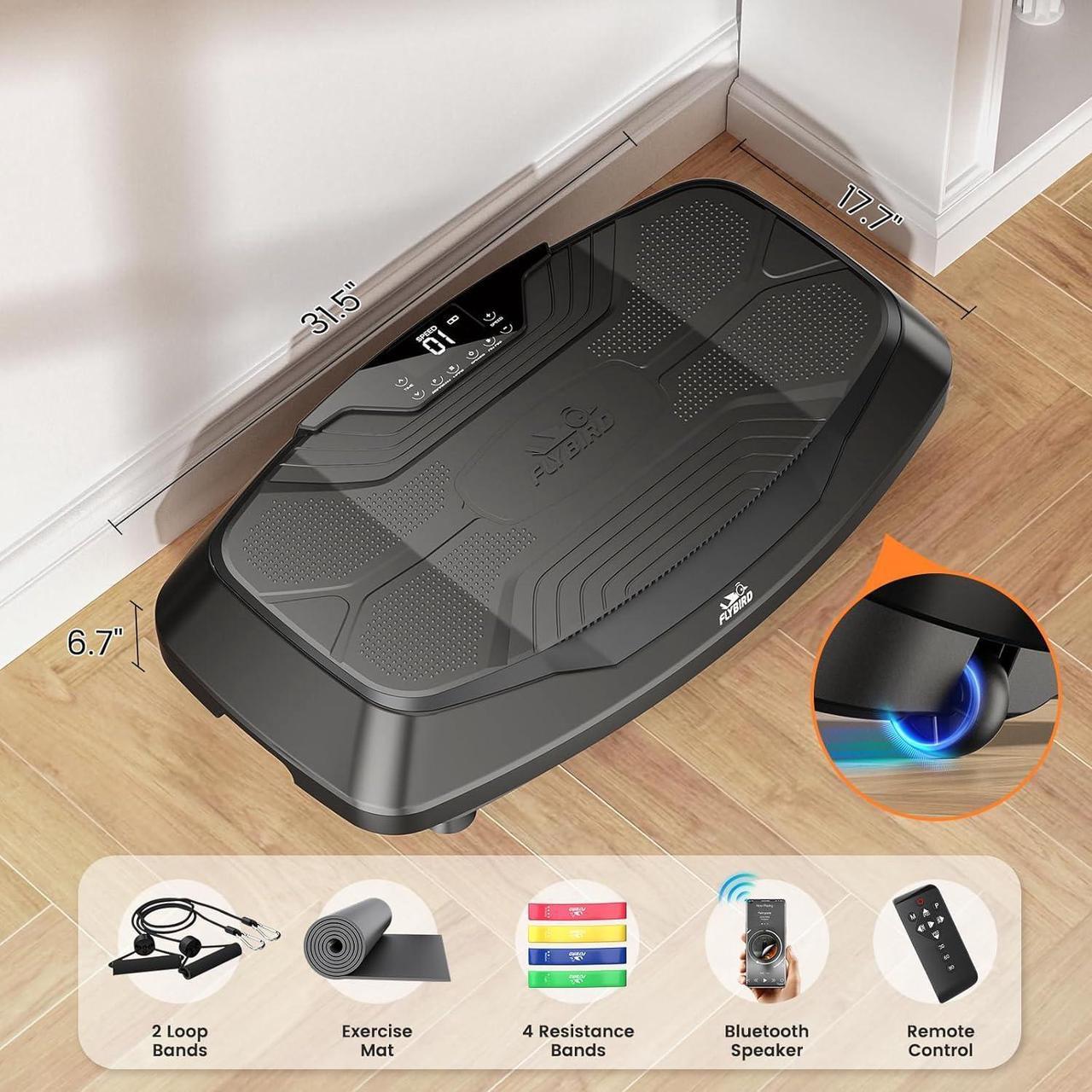 Alt view image 7 of 7 - FLYBIRD 4D Vibration Plate 500 LBS Capacity, Oscillation, Linear, Pulsation Vibration Plate Exercise Machine, Triple Motors Vibration Plate for Bone Density Building & Lymphatic Drainage
