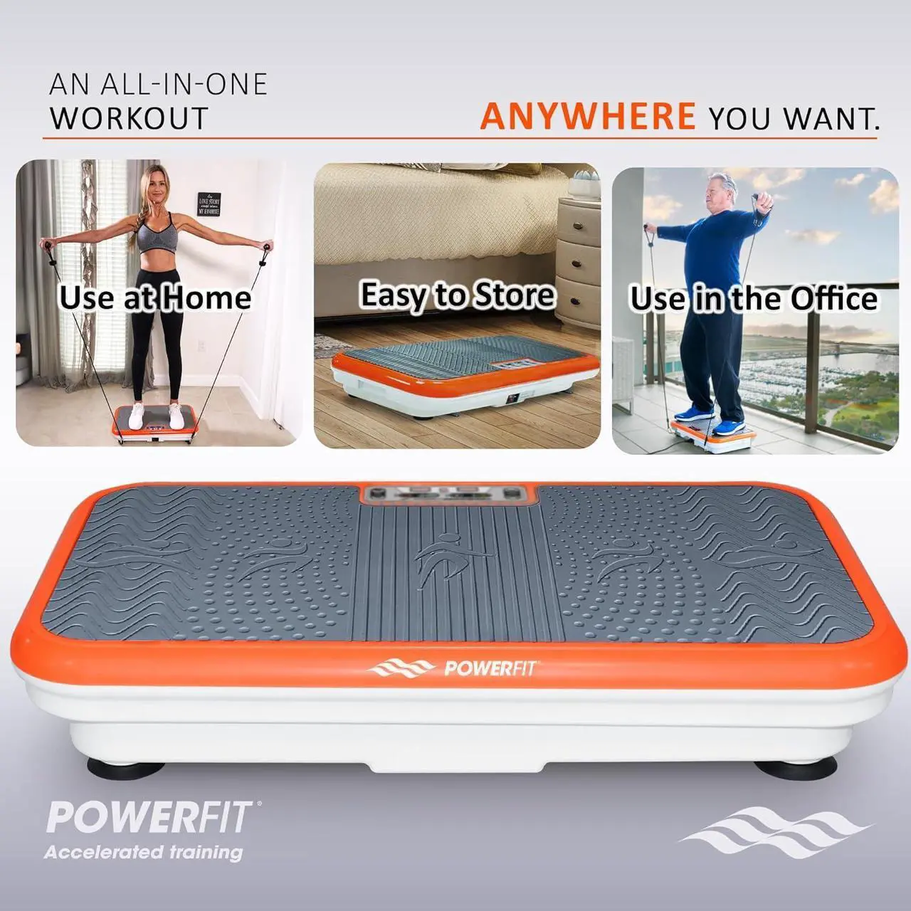 Alt view image 5 of 6 - Power Fit Vibration Plate Exercise Machine, Powerfit Elite Vibration Platform, Power Plate, Body Vibration Plate for Lymphatic Drainage, Body Shaker Weight Loss - Remote, Resistance Bands & Diet Plan