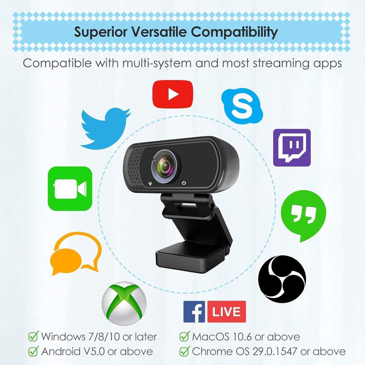 Alt view image 6 of 7 - ToLuLu 1080P Webcam with Microphone, HD Webcam Web Camera with Tripod Stand, Widescreen USB Computer Camera, Streaming Mic Webcam for Online Calling/Conferencing,Facetime/YouTube Desktop Laptop PC