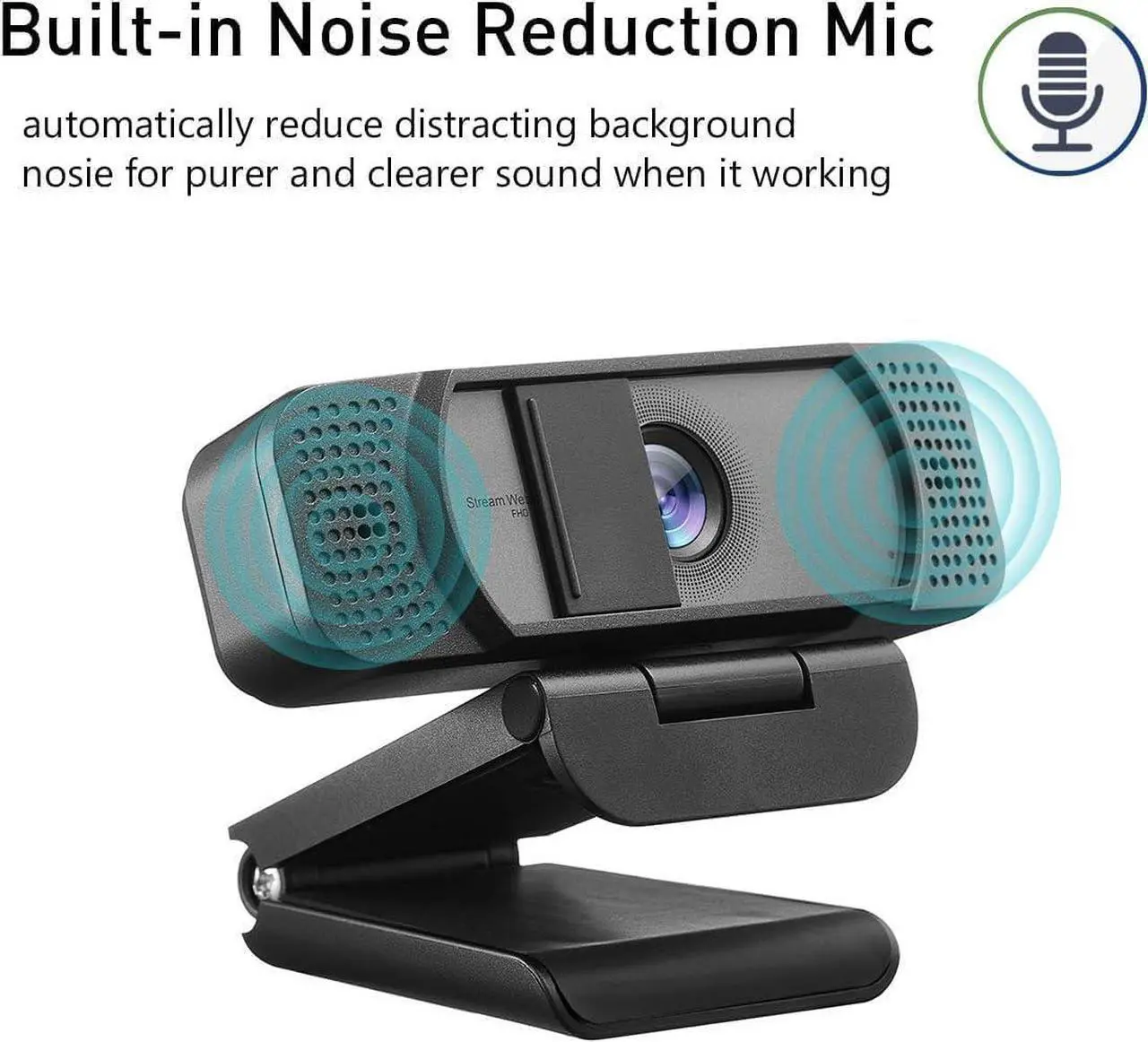Alt view image 5 of 6 - Webcam HD 1080p-Streaming Webcam with Privacy Cover for Desktop Computer PC,100° Wide-Angle View with Stereo Microphone, USB Webcam Plug and Play,Low-Light Correction