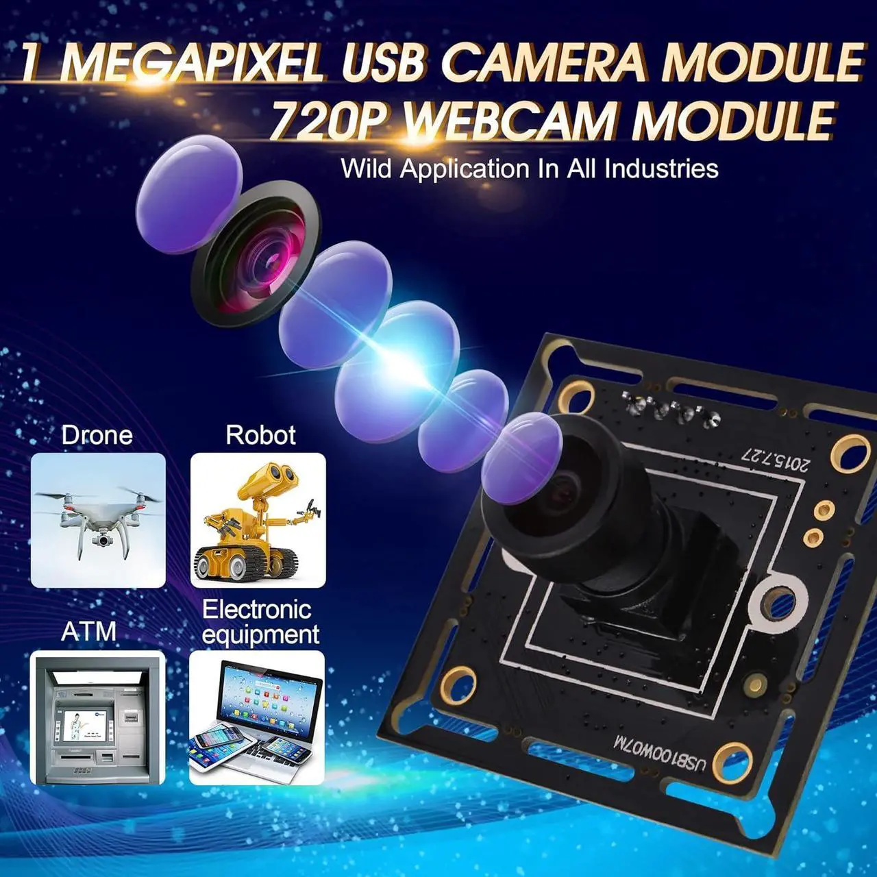 Alt view image 7 of 7 - ELP USB Camera Module Super Mini 720p Wide Angle with 100degree M7 Lens Megapixel HD OV9712 Embedded Webcam Board for Computer USB2.0 UVC Video PC Opencv Camera Module,with 3.3ft/1m Cable for Laptop