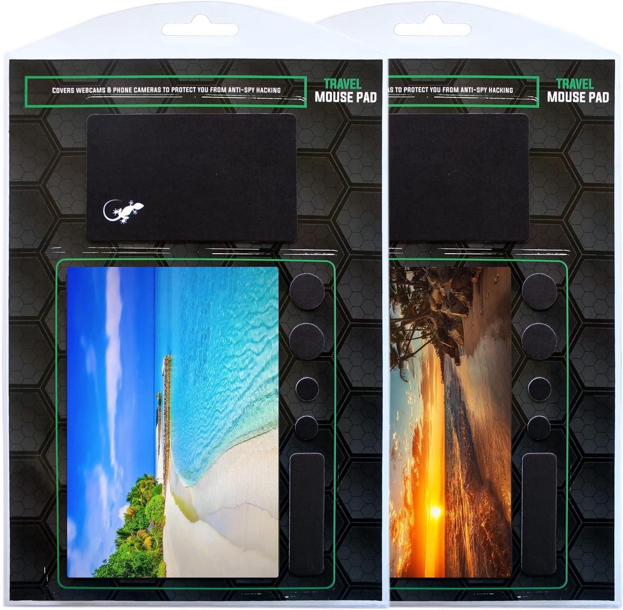 Main image of Mouse Pad Adhesive Bottom - Sticks to Any Surface - Portable - Webcam Covers and Screen Cleaner Included (2 Pack - Beach Set)