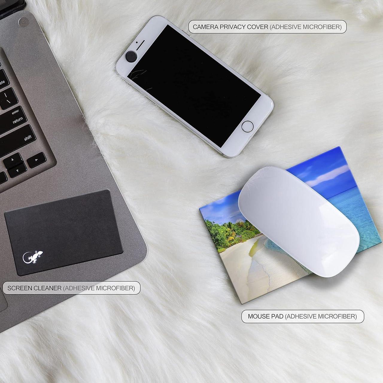 Alt view image 2 of 7 - Mouse Pad Adhesive Bottom - Sticks to Any Surface - Portable - Webcam Covers and Screen Cleaner Included (2 Pack - Beach Set)