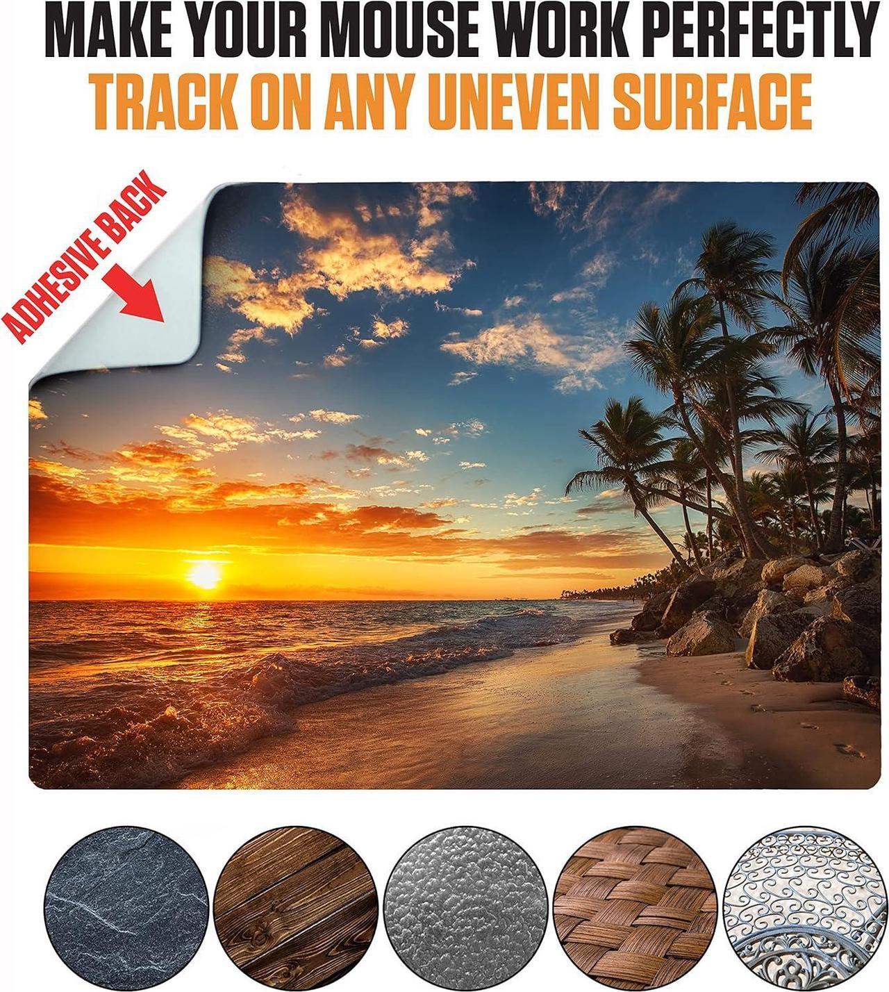 Alt view image 3 of 7 - Mouse Pad Adhesive Bottom - Sticks to Any Surface - Portable - Webcam Covers and Screen Cleaner Included (2 Pack - Beach Set)