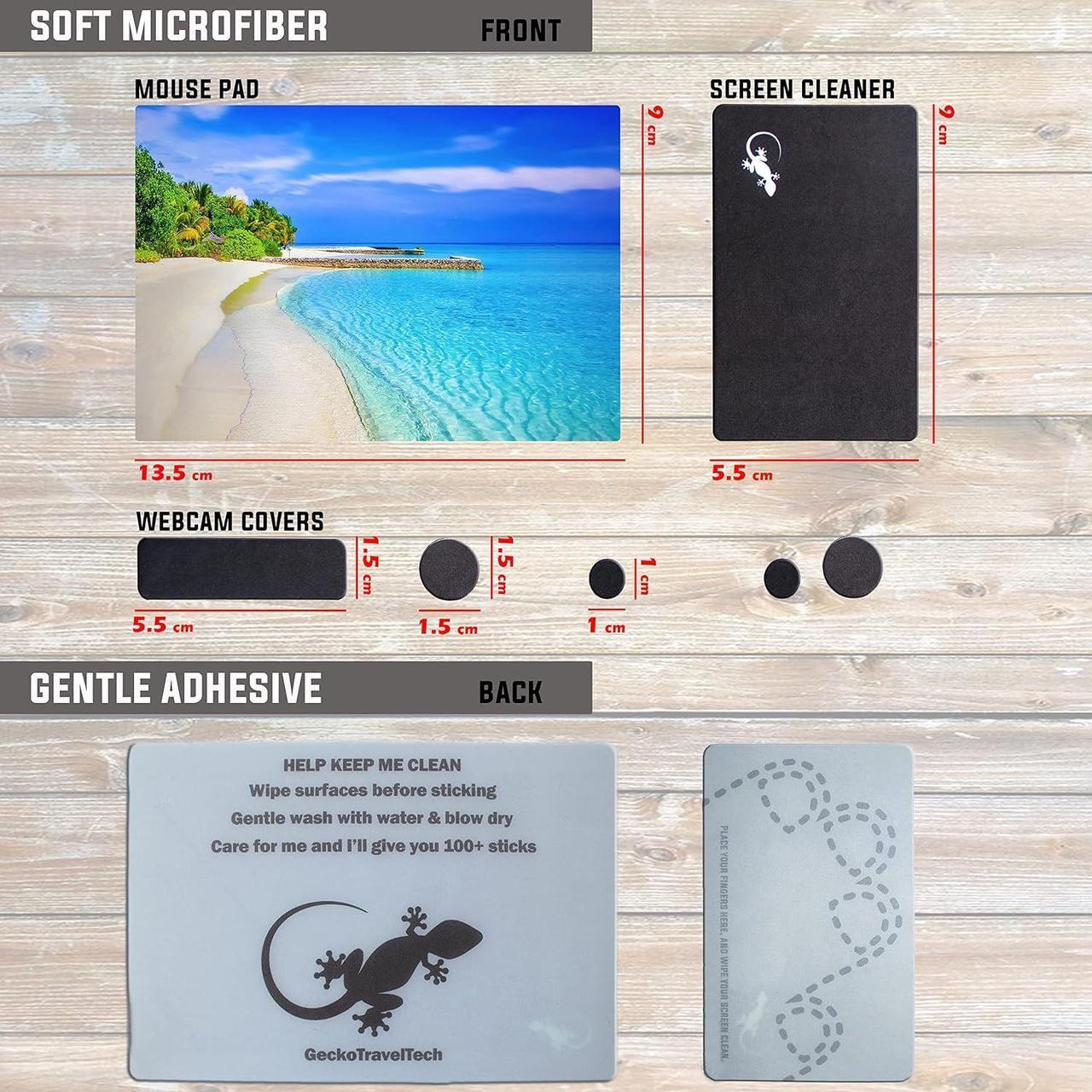 Alt view image 6 of 7 - Mouse Pad Adhesive Bottom - Sticks to Any Surface - Portable - Webcam Covers and Screen Cleaner Included (2 Pack - Beach Set)